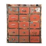 Wood and Metal Fifteen Drawer Craft Cabinet, Early to Mid-20th Century