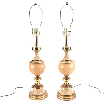 Enameled Metal and Lacquered Brass Table Lamps, Mid to Late 20th Century