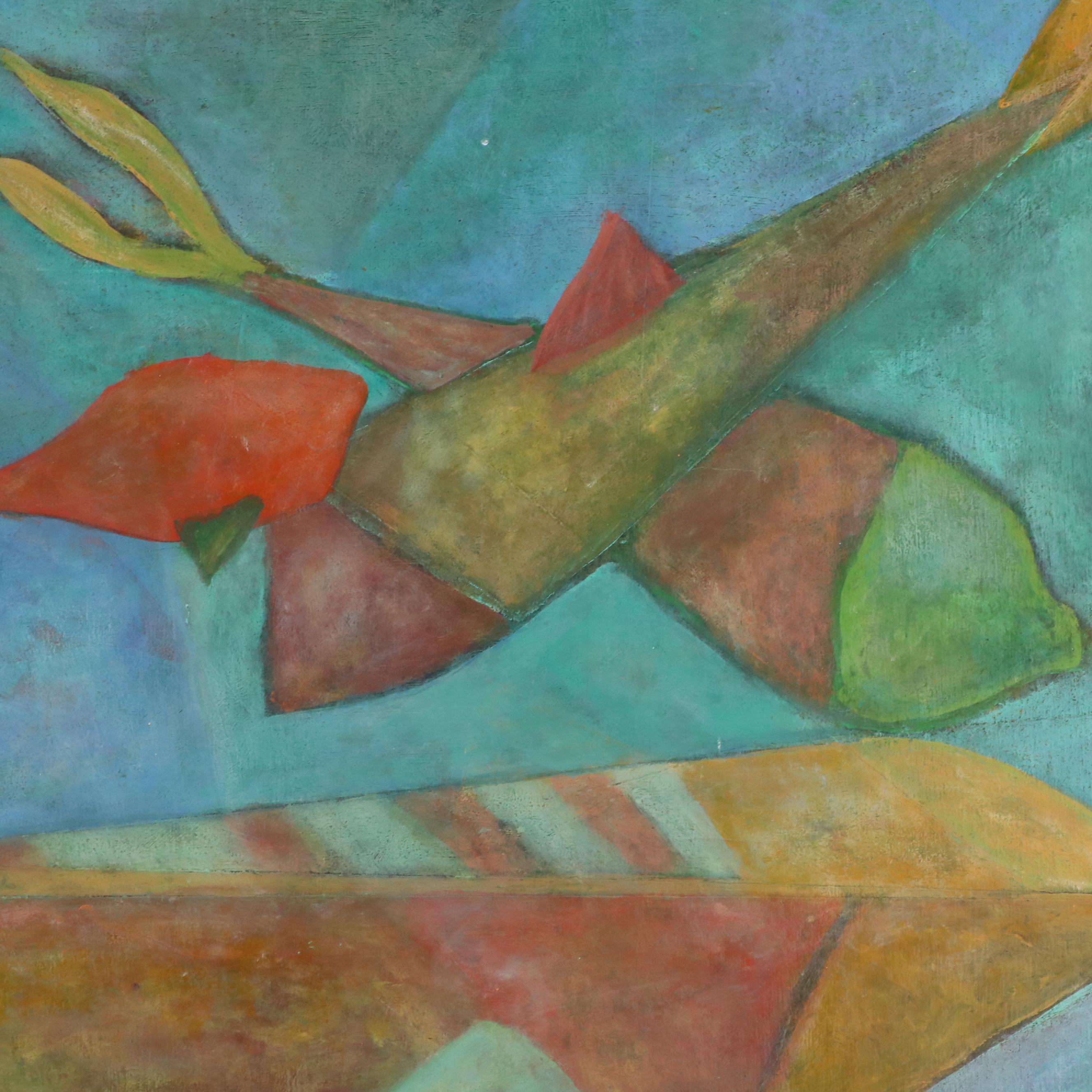Abstract Geometric Oil Painting of Fish