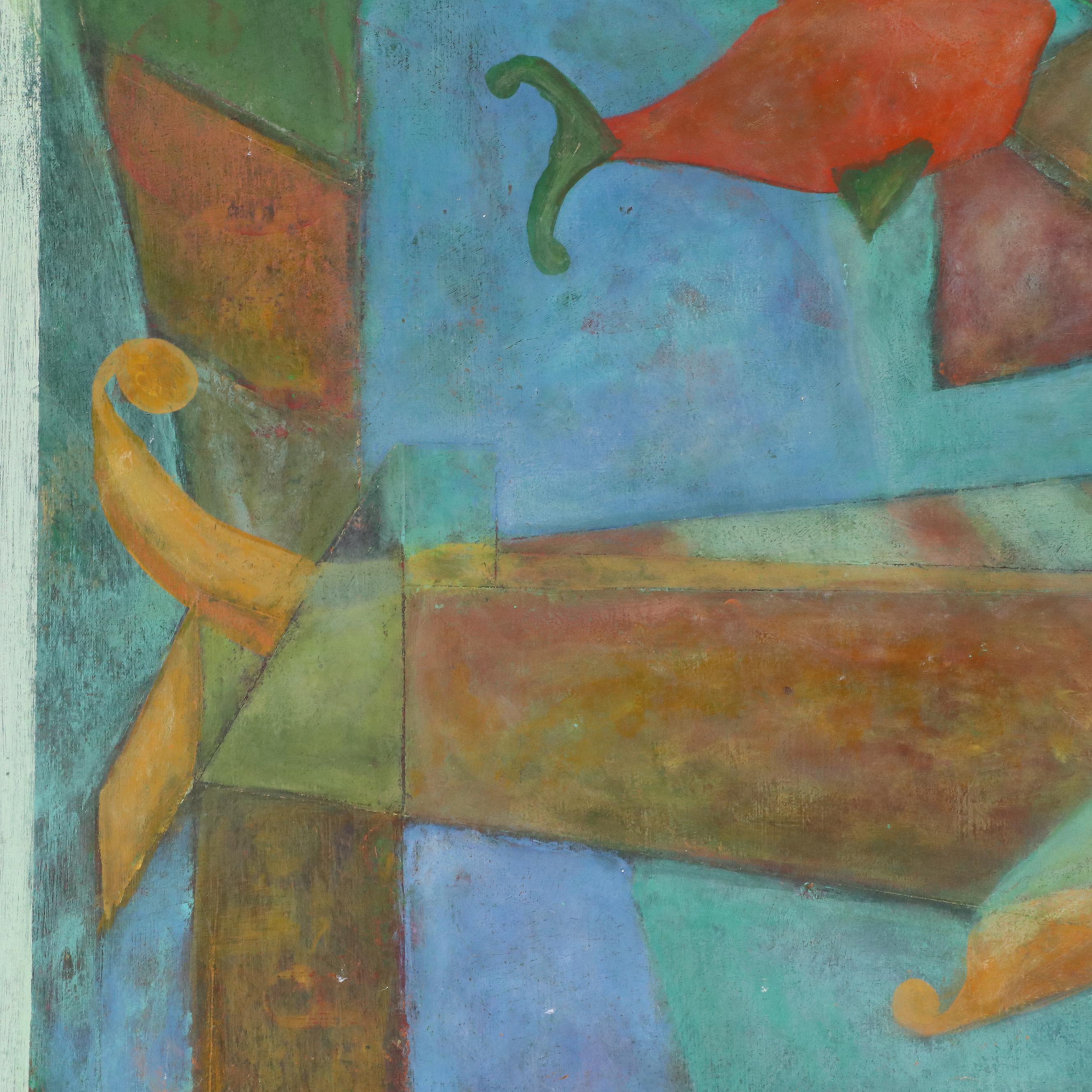Abstract Geometric Oil Painting of Fish