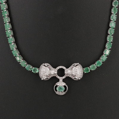 Sterling Emerald, Ruby and CZ Animal Door Knocker Necklace
