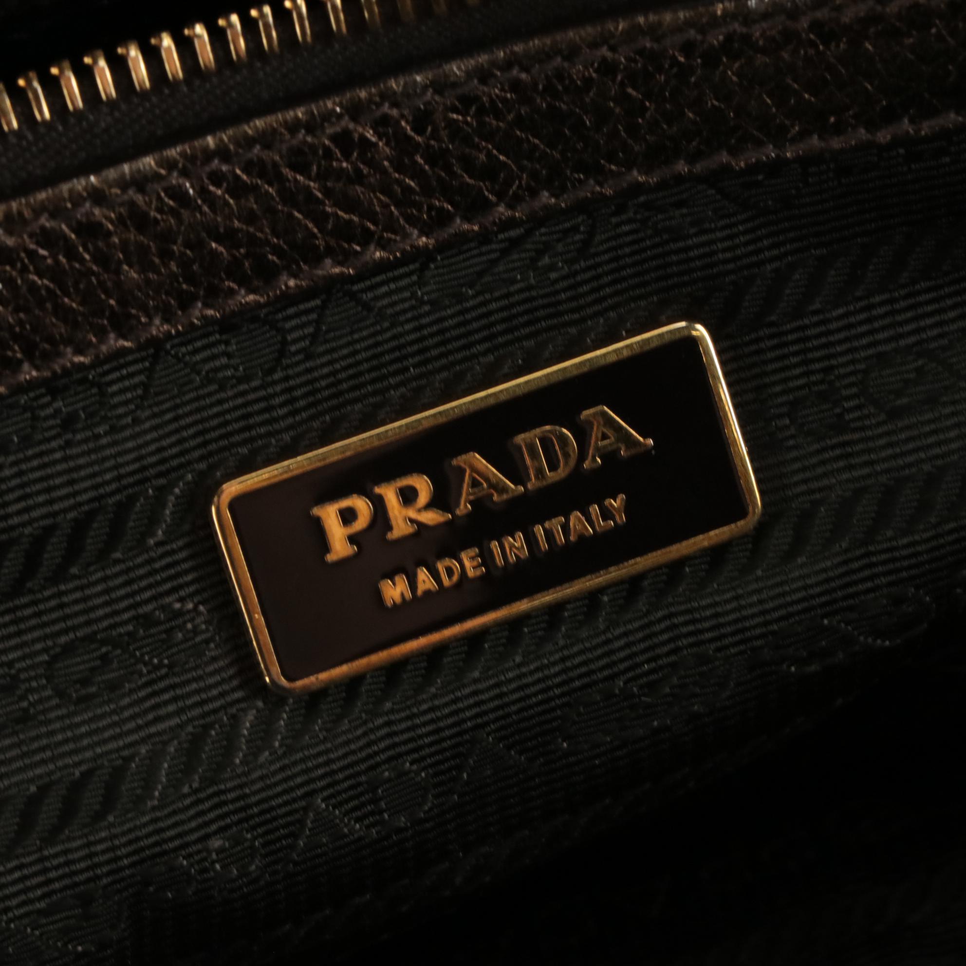Prada Metallic Bronzed Leather Top Handle Satchel