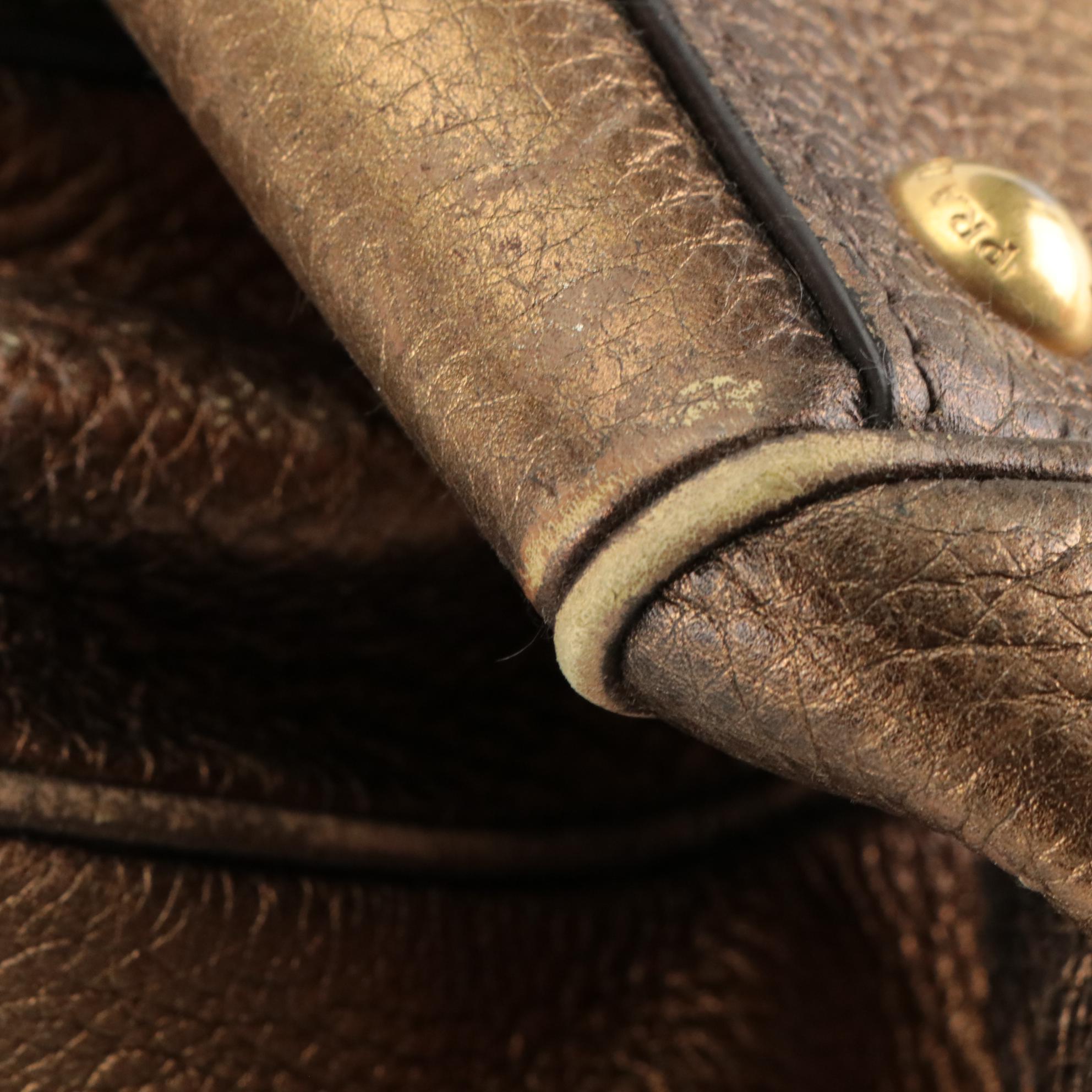 Prada Metallic Bronzed Leather Top Handle Satchel