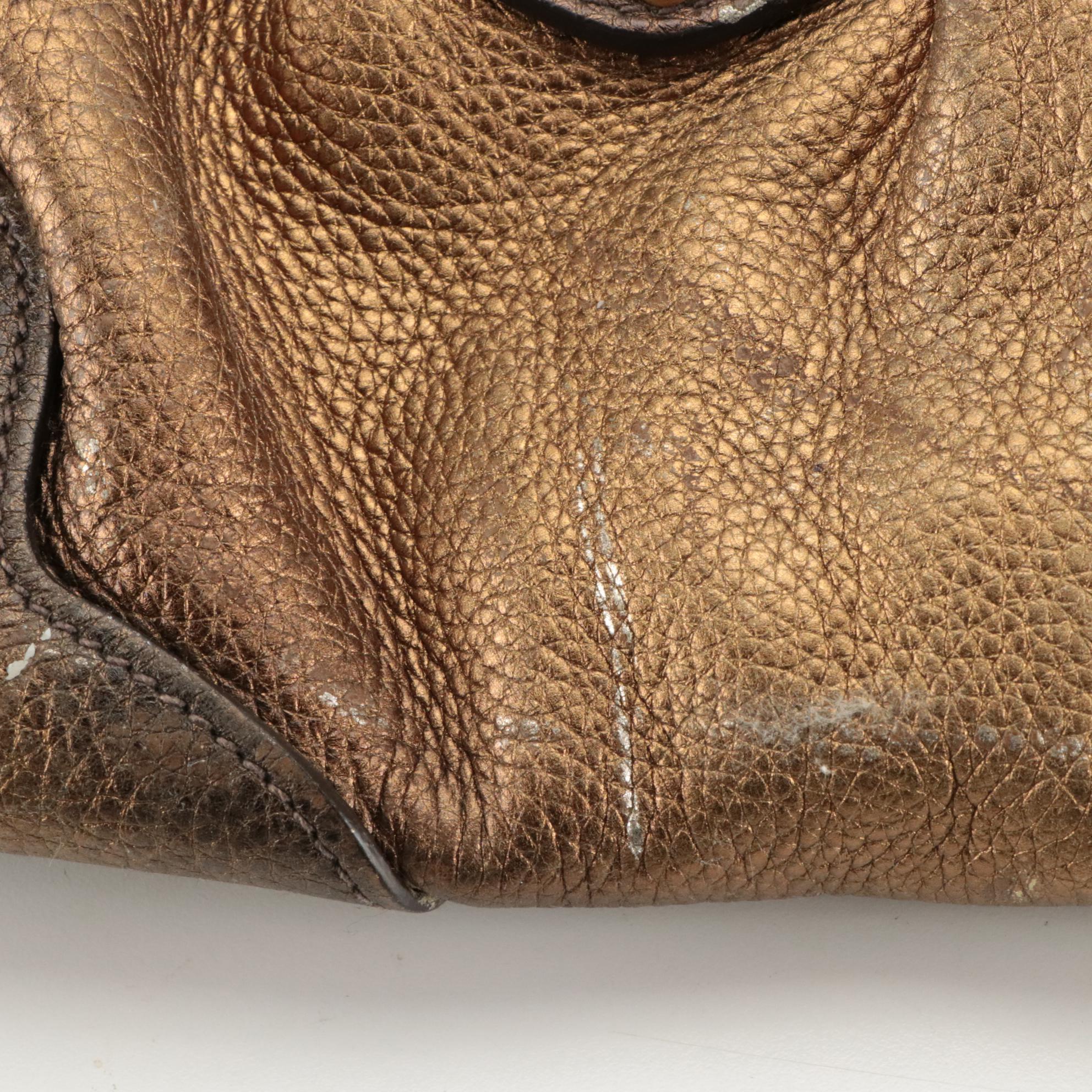 Prada Metallic Bronzed Leather Top Handle Satchel