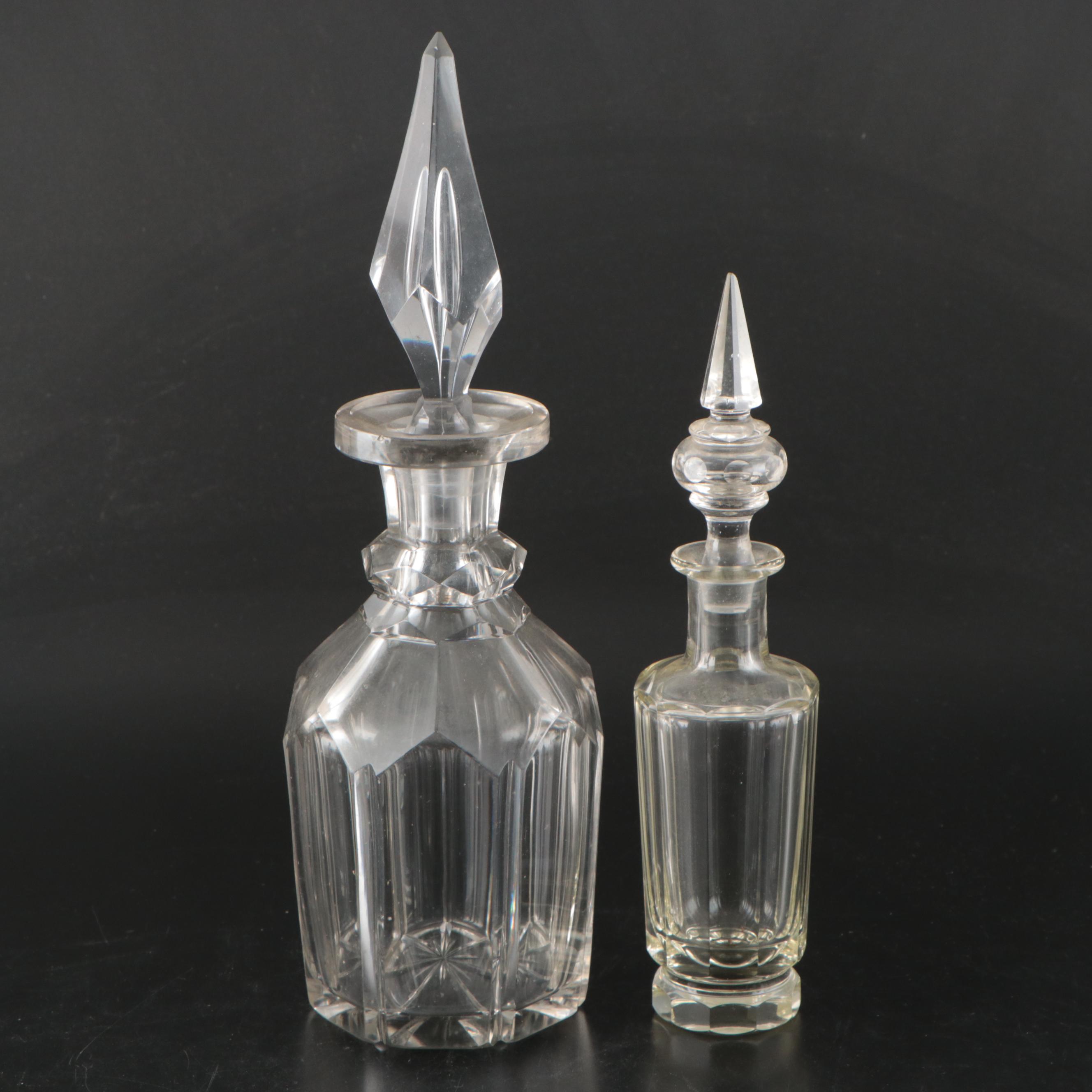 Gilt Accented with Other Glass Decanter and Bottles