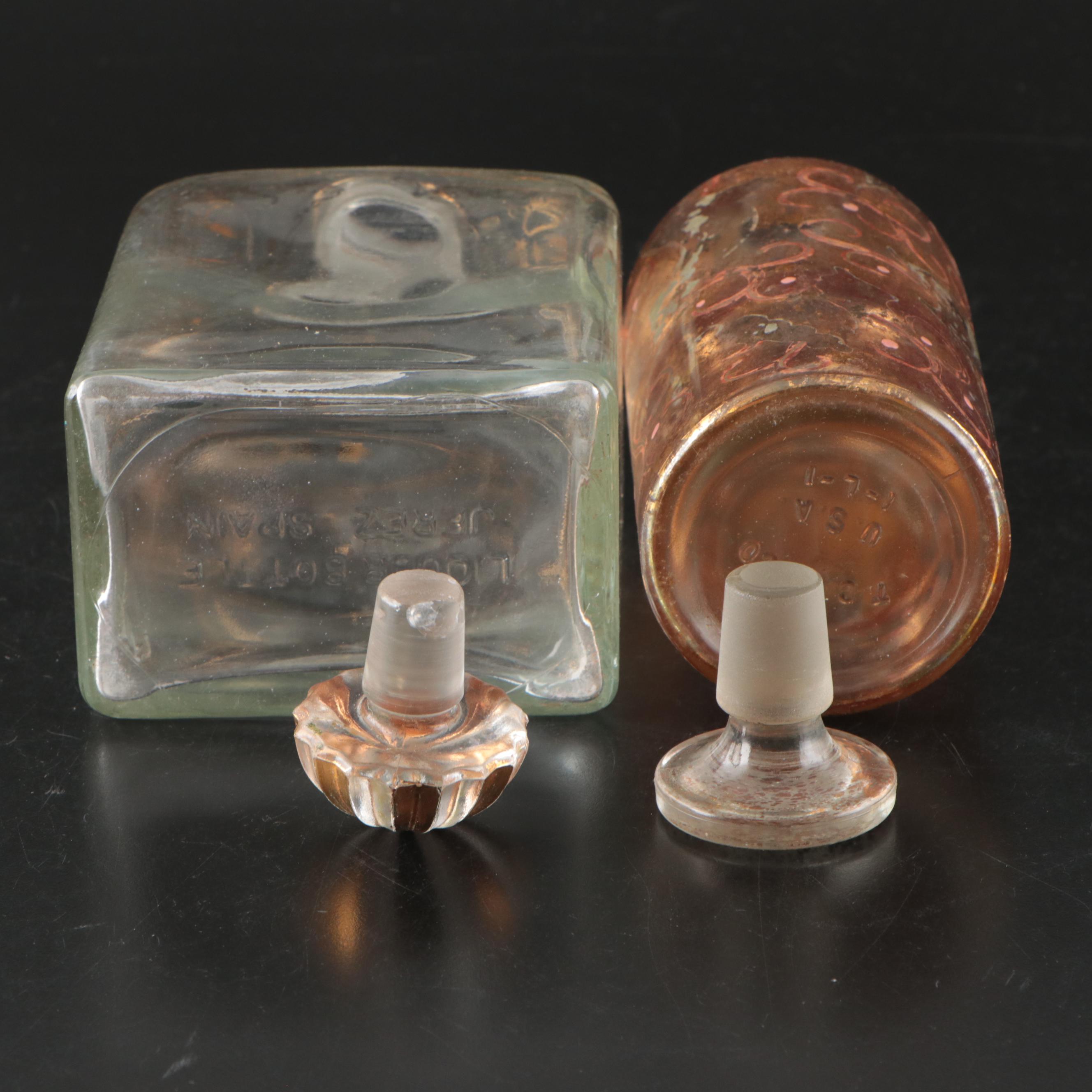 Gilt Accented with Other Glass Decanter and Bottles