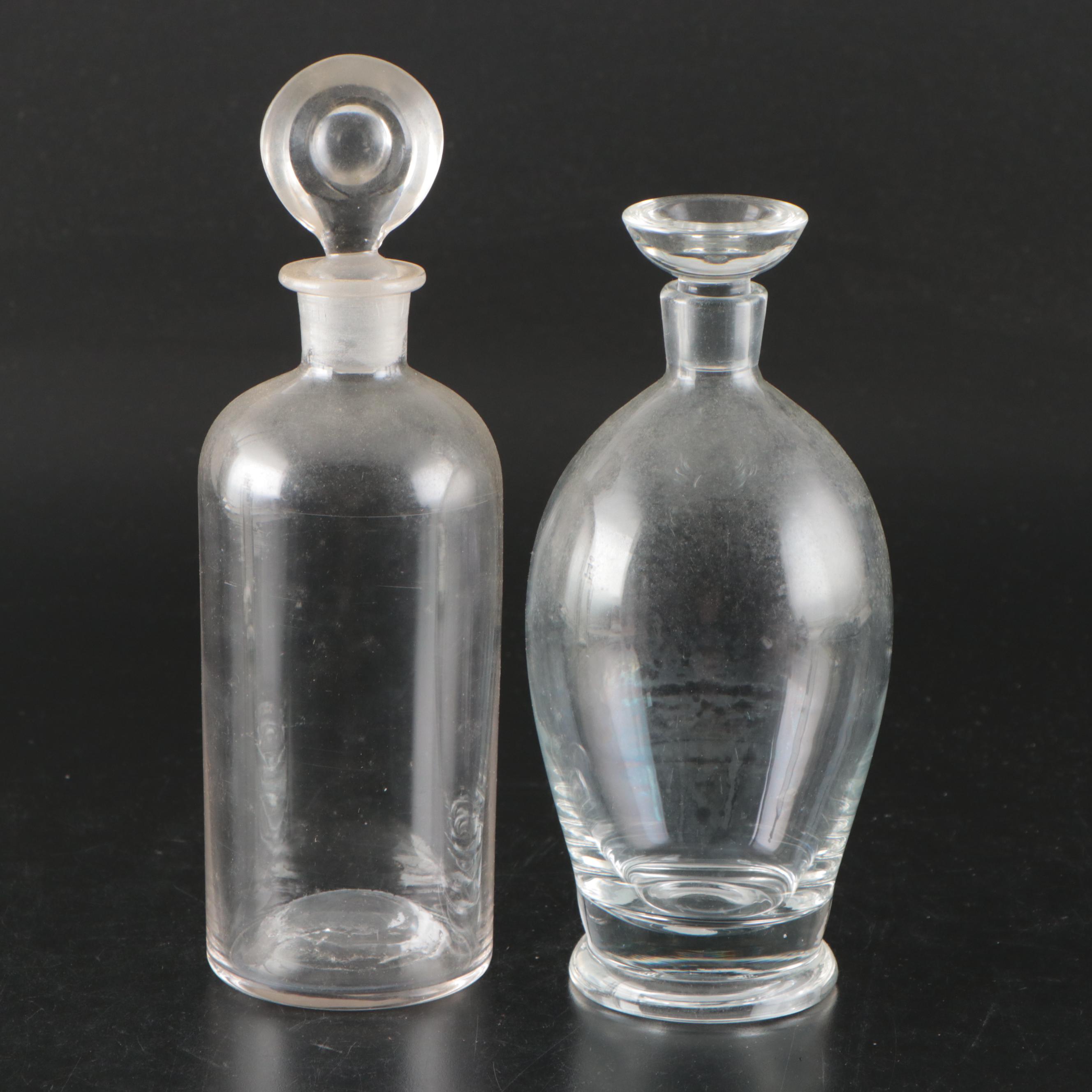 Gilt Accented with Other Glass Decanter and Bottles