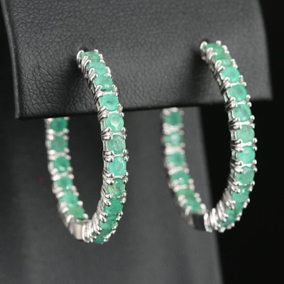 Sterling Emerald Inside-Out Hoop Earrings
