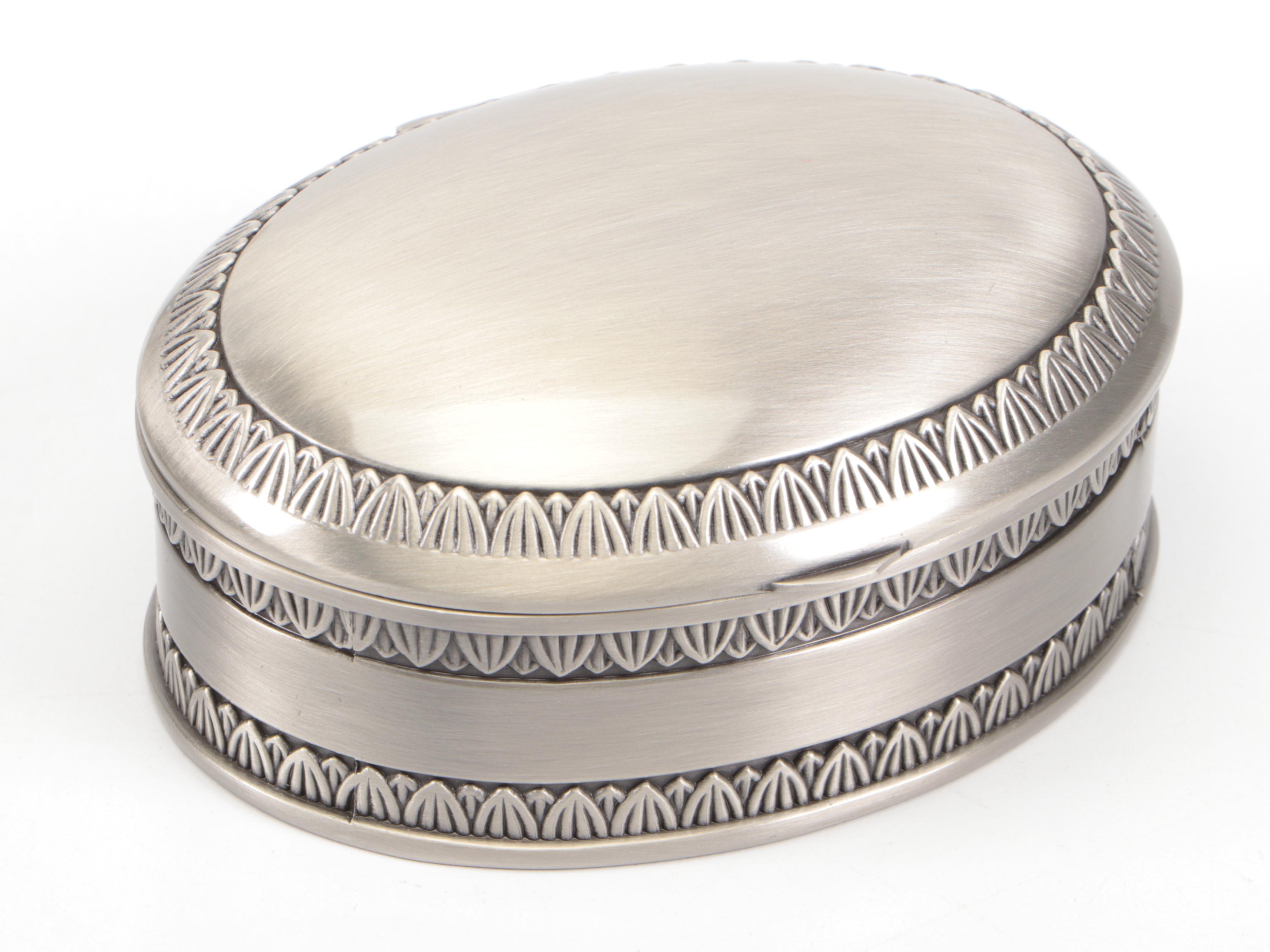 Twelve Fabric-Lined Metal Hinged Jewelry Boxes