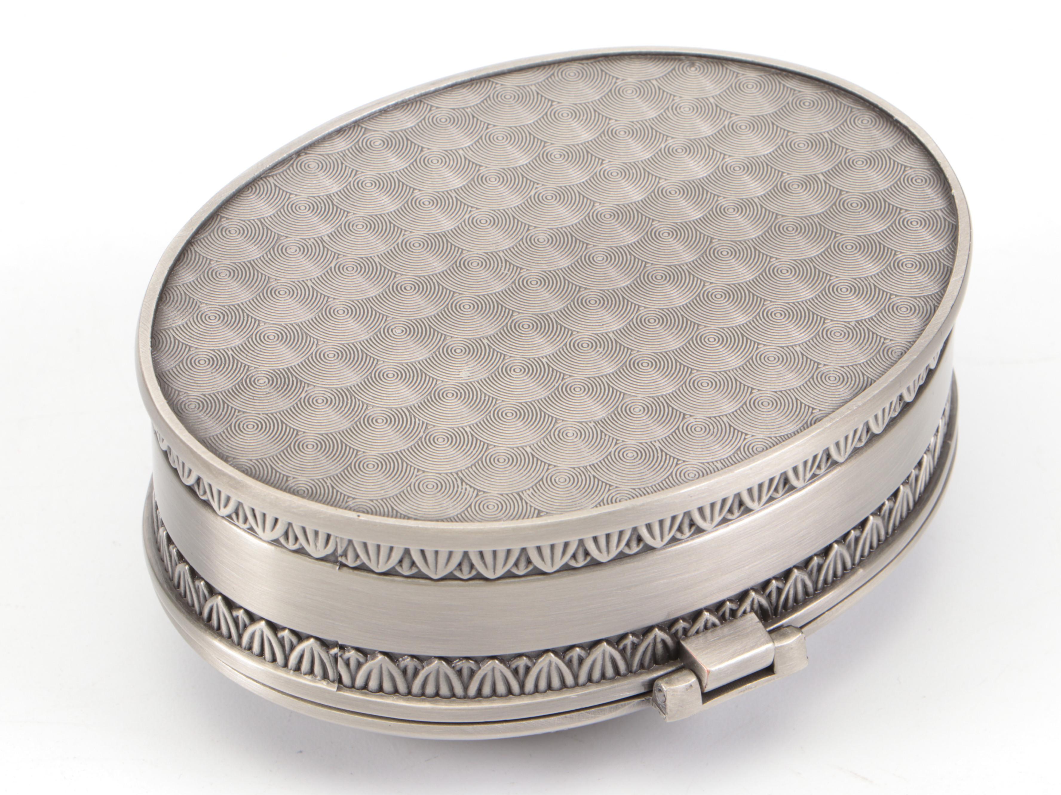 Twelve Fabric-Lined Metal Hinged Jewelry Boxes