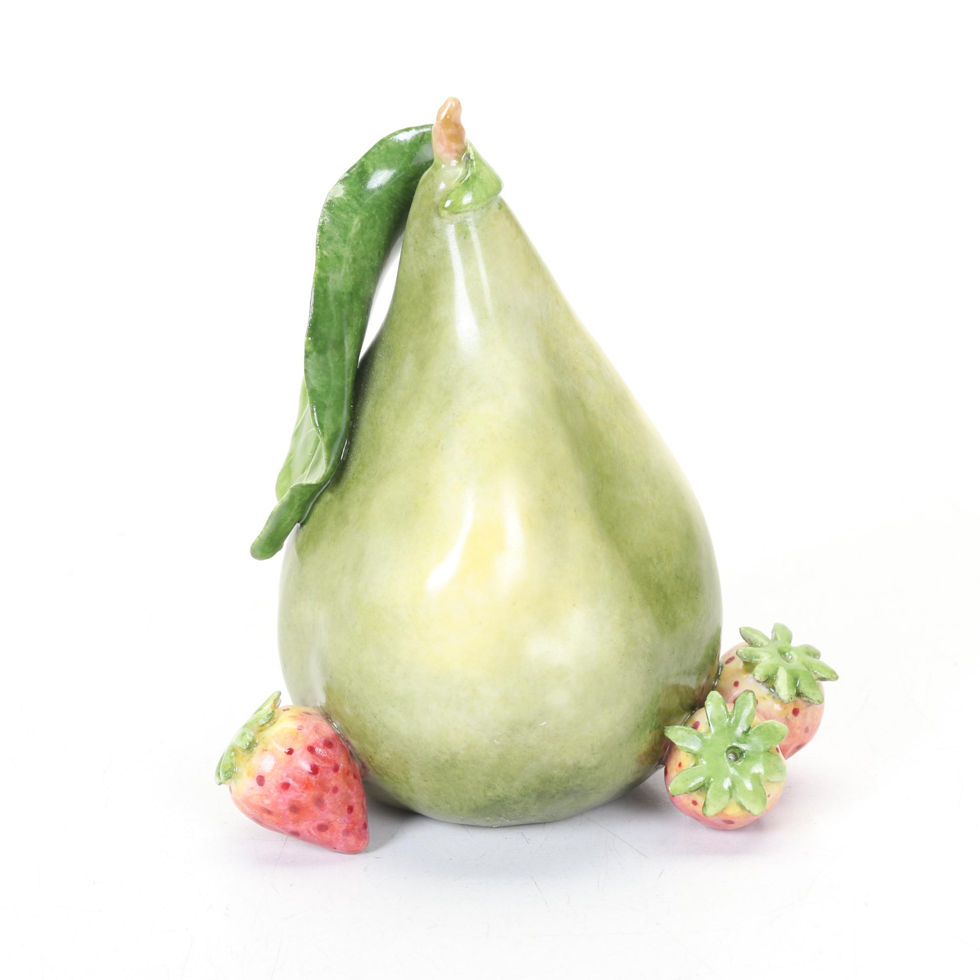 Katherine Houston 1999 "Pear With Strawberries," Signed By Artist