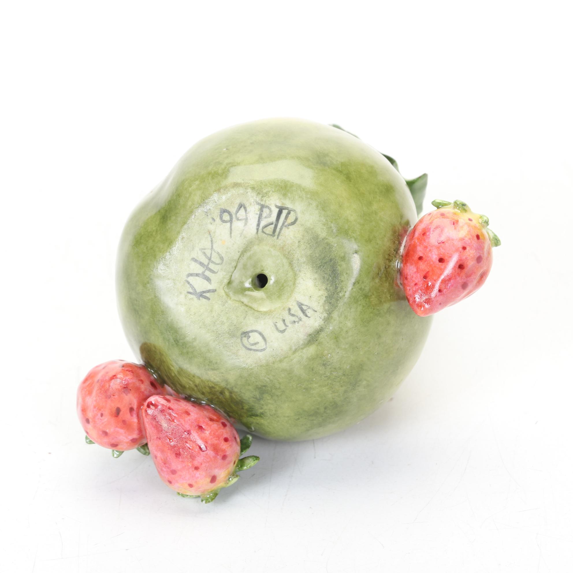 Katherine Houston 1999 "Pear With Strawberries," Signed By Artist