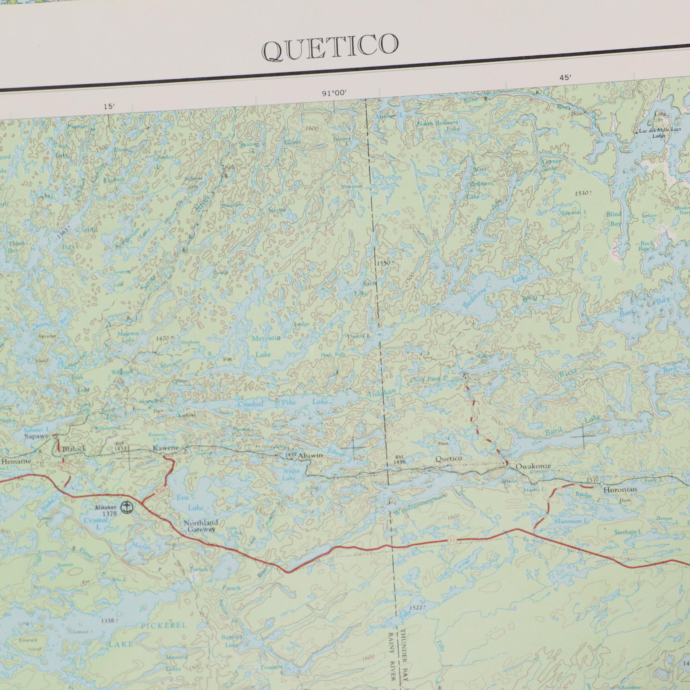 Hancock Countour Map of Lake Superior, Thunder Bay, Quetico and More