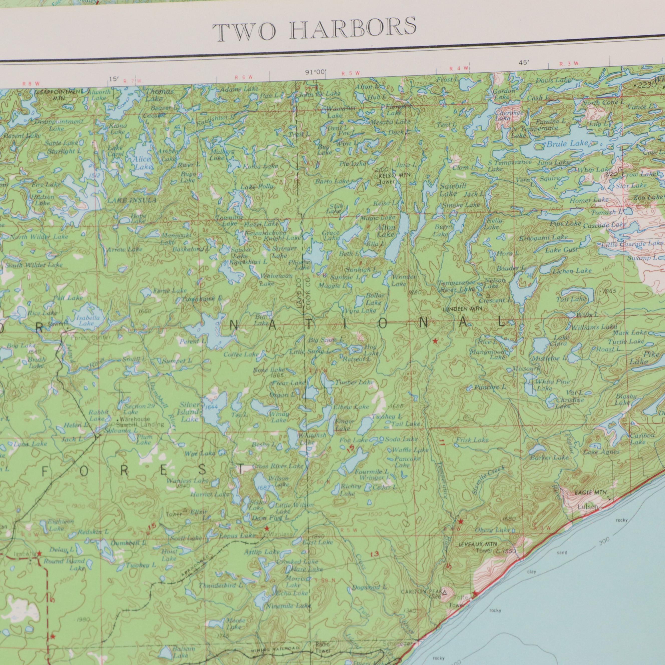 Hancock Countour Map of Lake Superior, Thunder Bay, Quetico and More