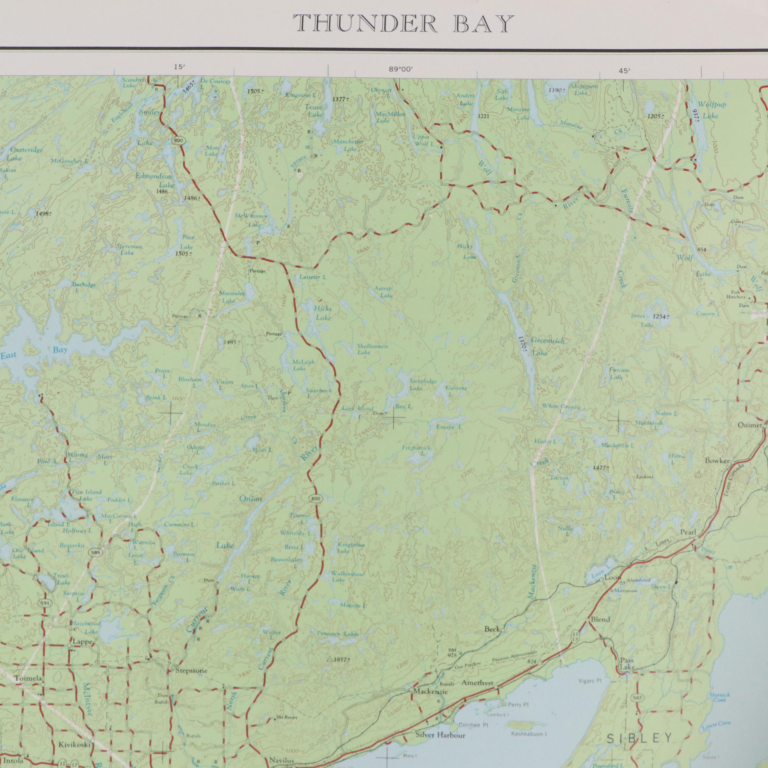 Hancock Countour Map of Lake Superior, Thunder Bay, Quetico and More