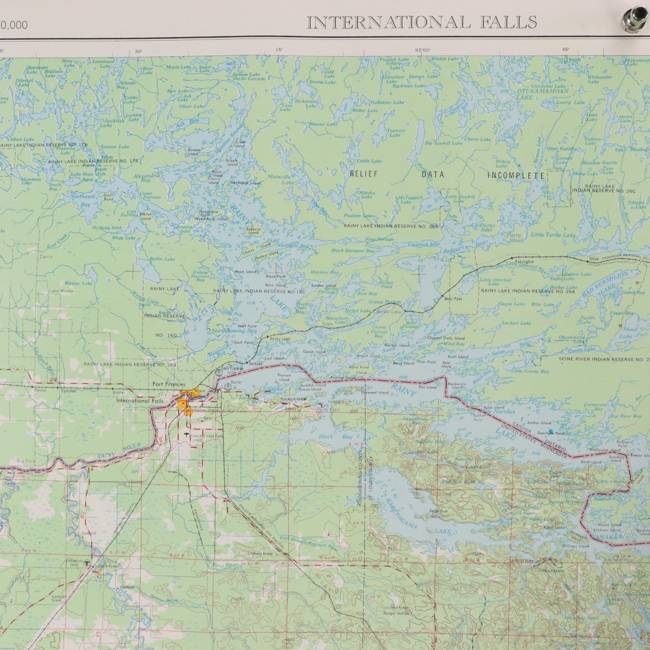 Hancock Countour Map of Lake Superior, Thunder Bay, Quetico and More