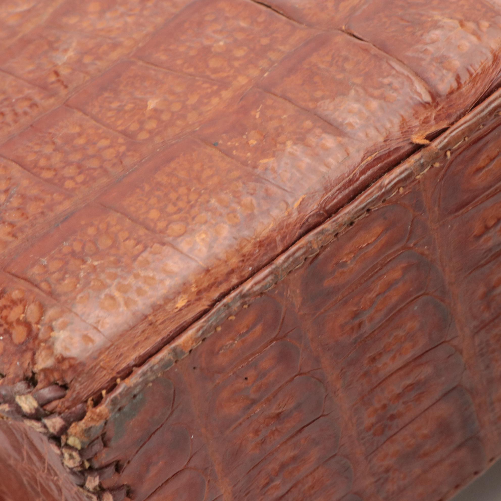 Vintage Hazelnut Brown Alligator Leather Handbag and Multi-Pocket Crossbody Bag