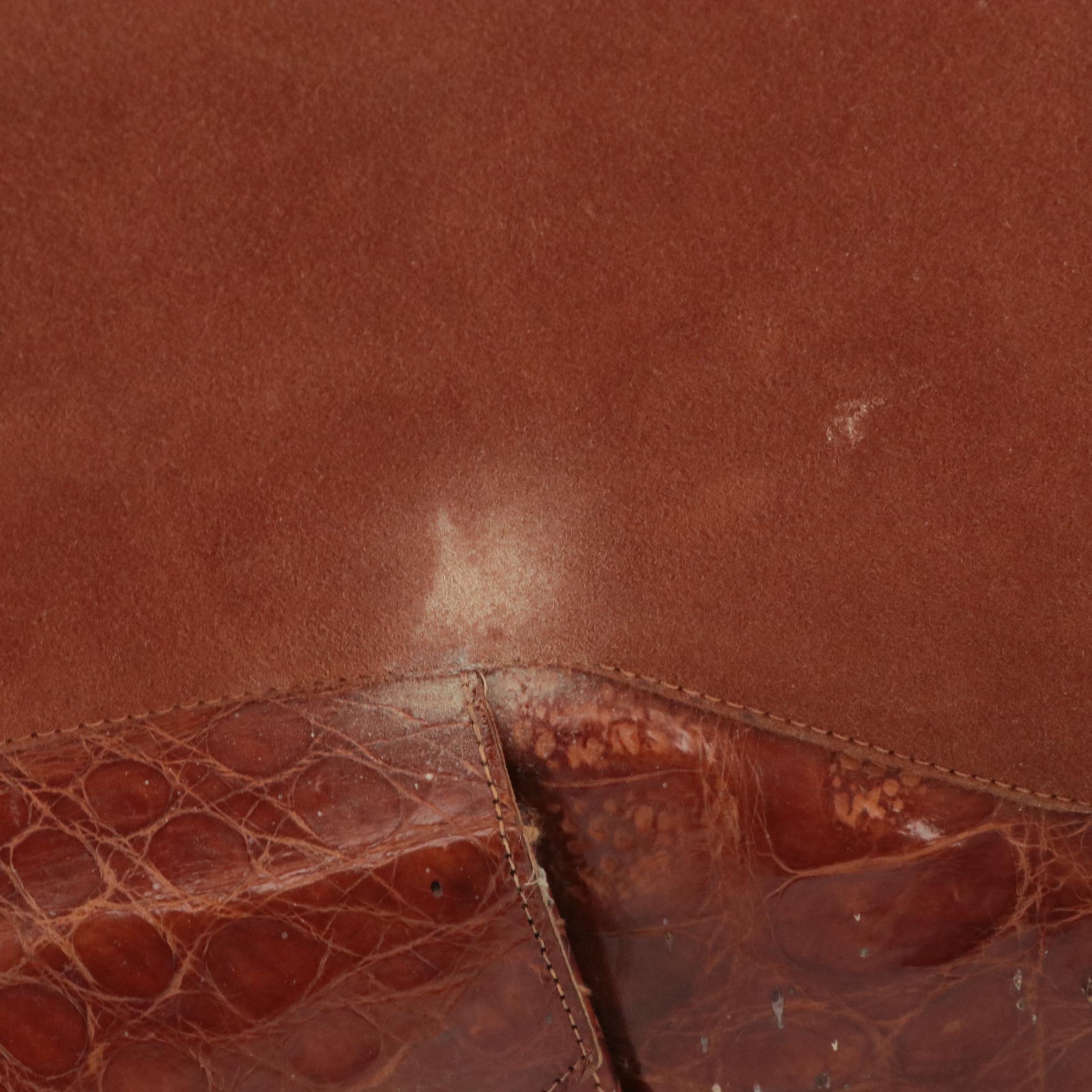 Vintage Hazelnut Brown Alligator Leather Handbag and Multi-Pocket Crossbody Bag