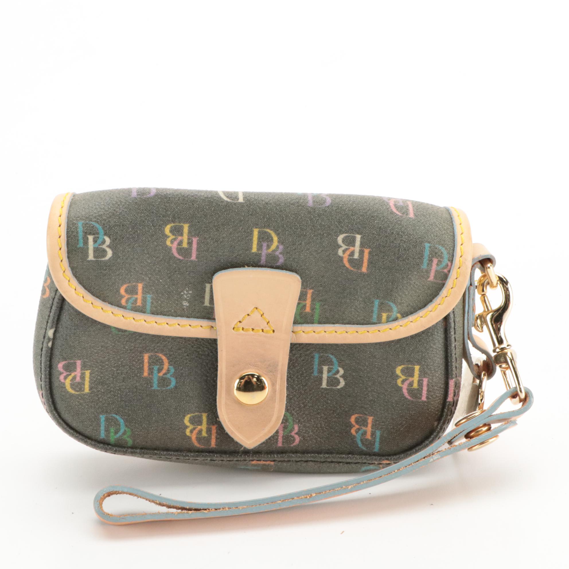 Dooney & Bourke Beige Suede Tote, Logo Canvas Shoulder Bag & Mini Wristlet Pouch