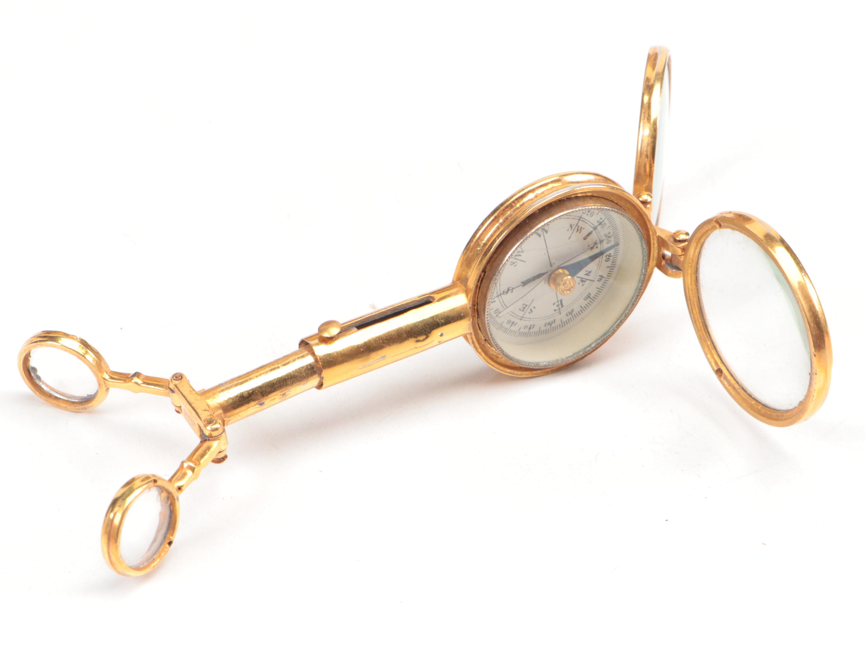 Fieldglass Combination Compass, Mother of Pearl Inlay Plate, and Decorative Box