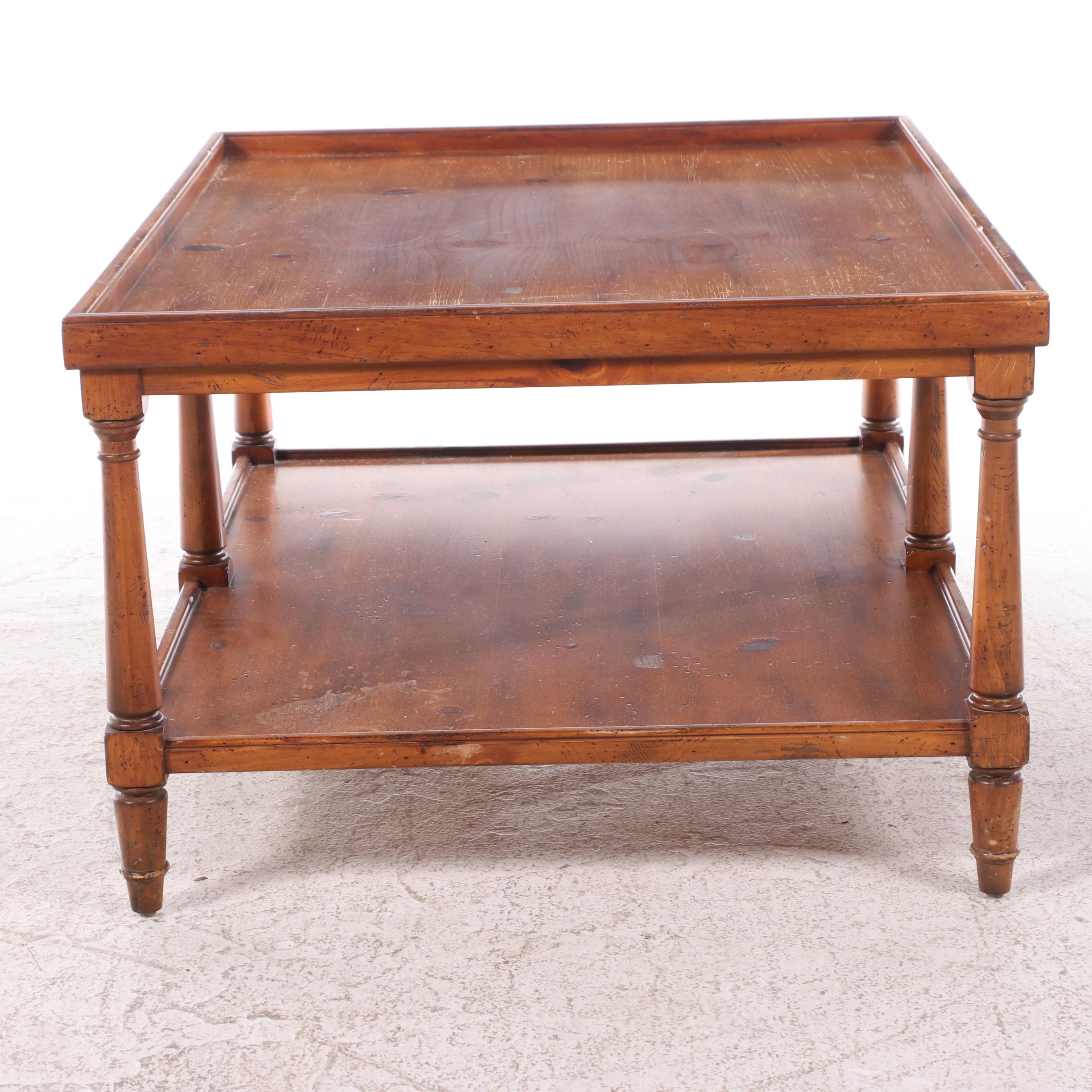 French Provincial Style Pine Two-Tier Coffee Table