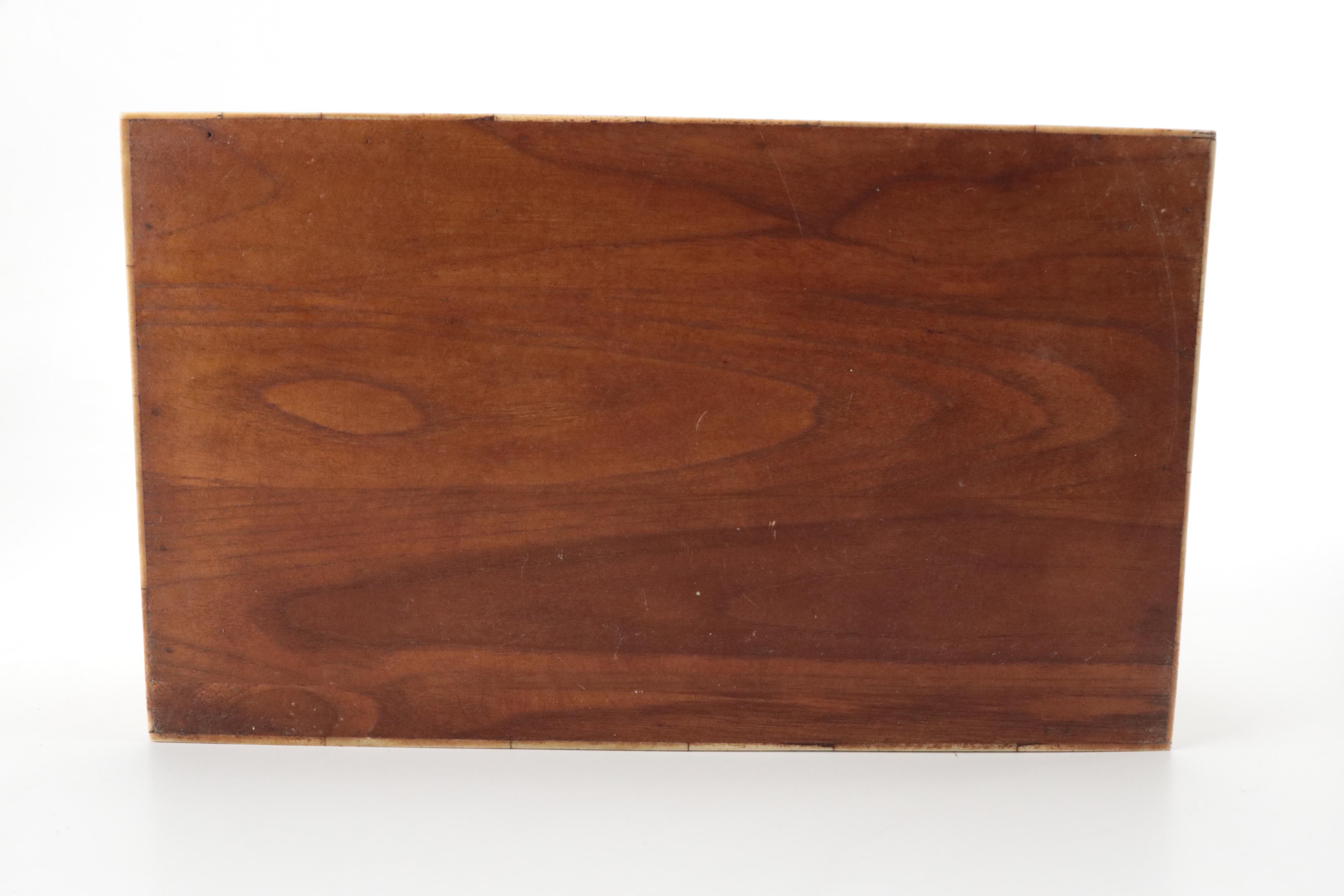 Hand-Painted Tessellated Bone & Wood Lined House Theme Storage Box