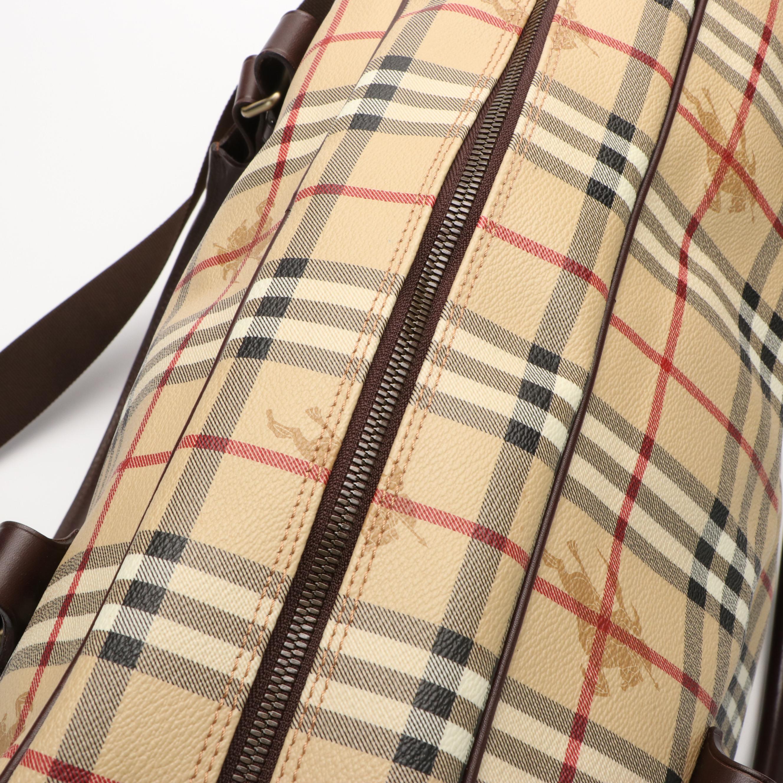 Burberry Prorsum Weekender Bag in Leather Trimmed Haymarket Check Canvas