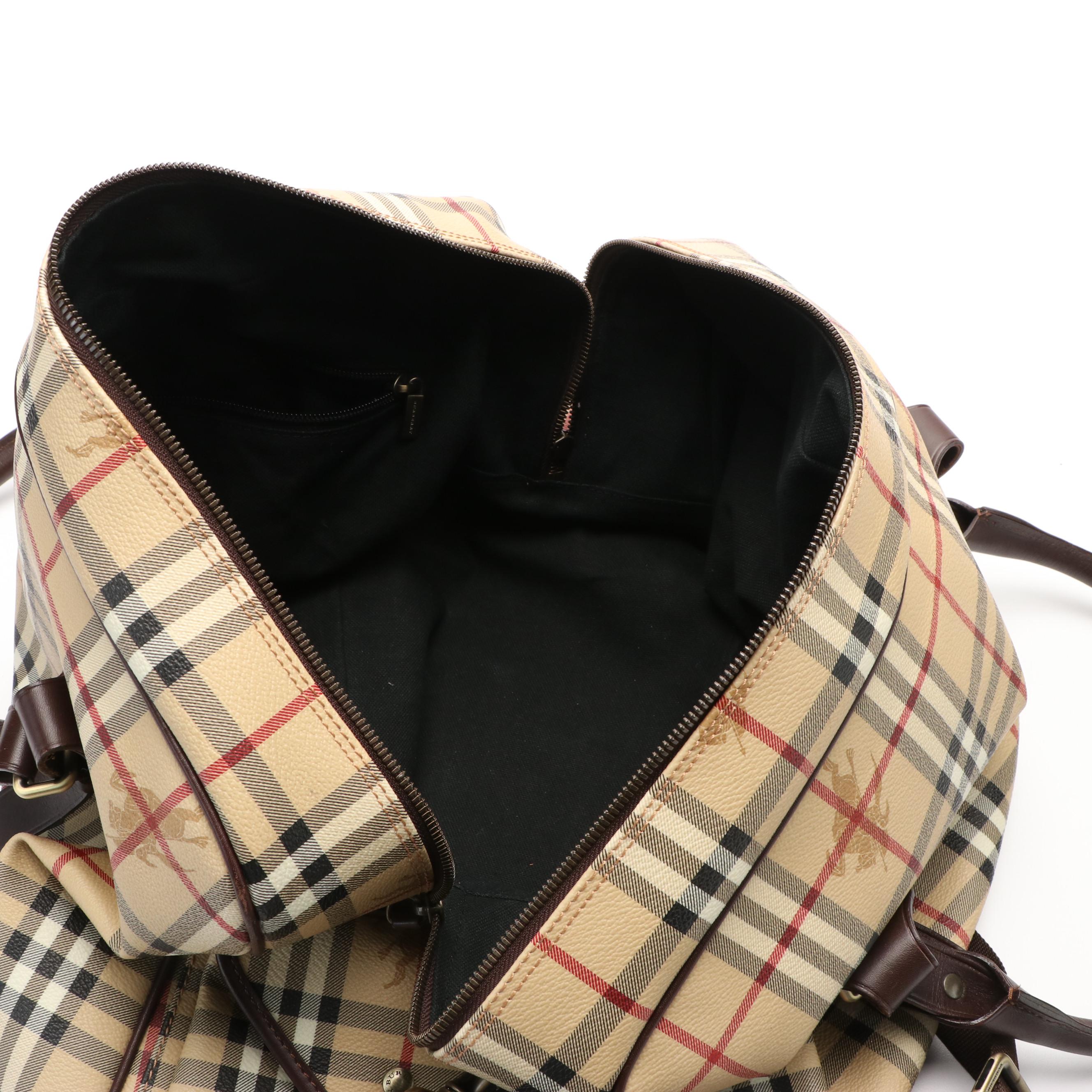 Burberry Prorsum Weekender Bag in Leather Trimmed Haymarket Check Canvas