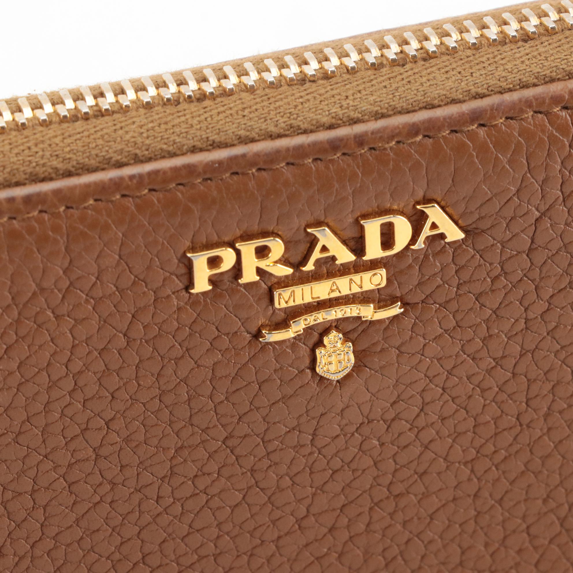 Prada Grain Leather Zip-Around Wallet