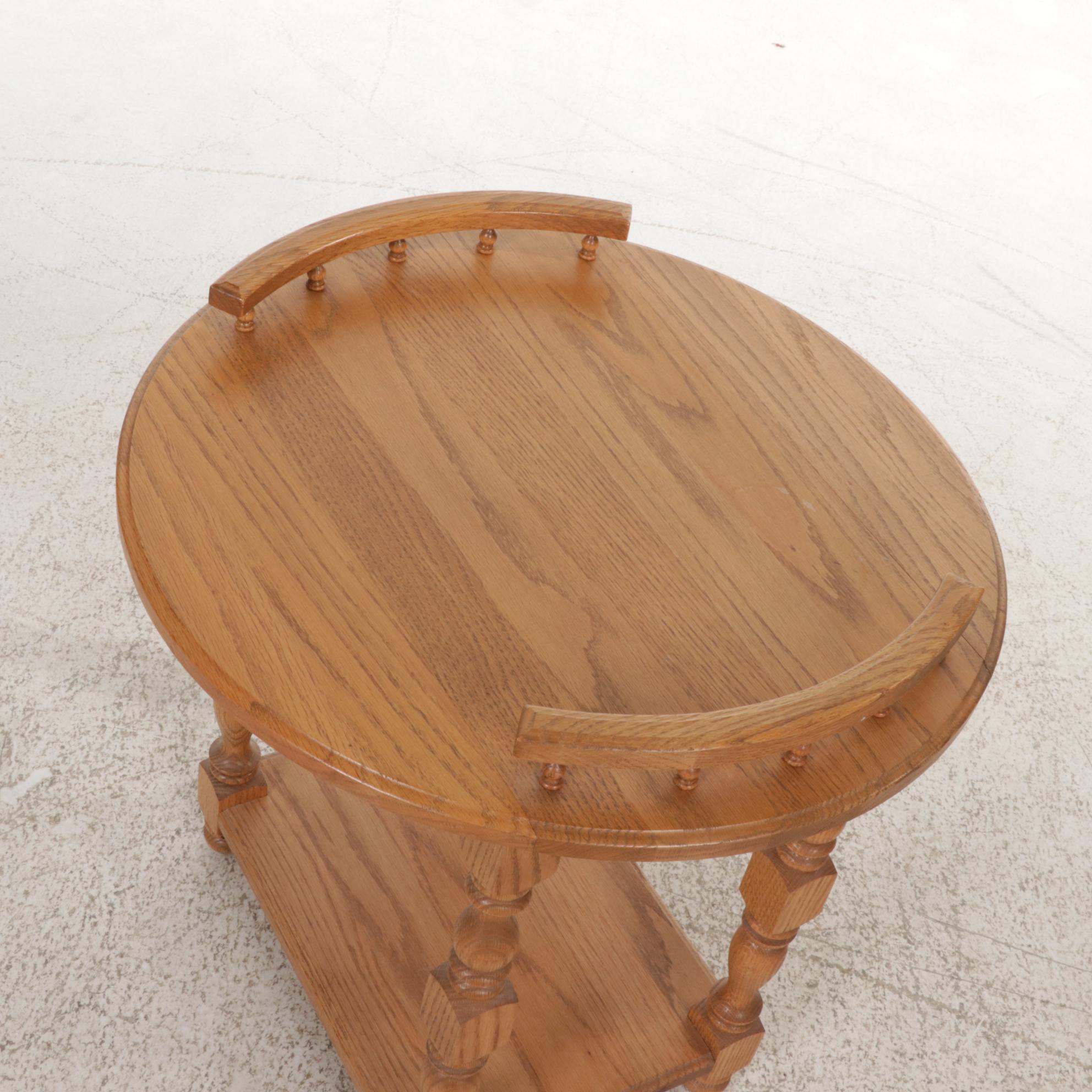 Victorian Style Oak Drop-Leaf End Table