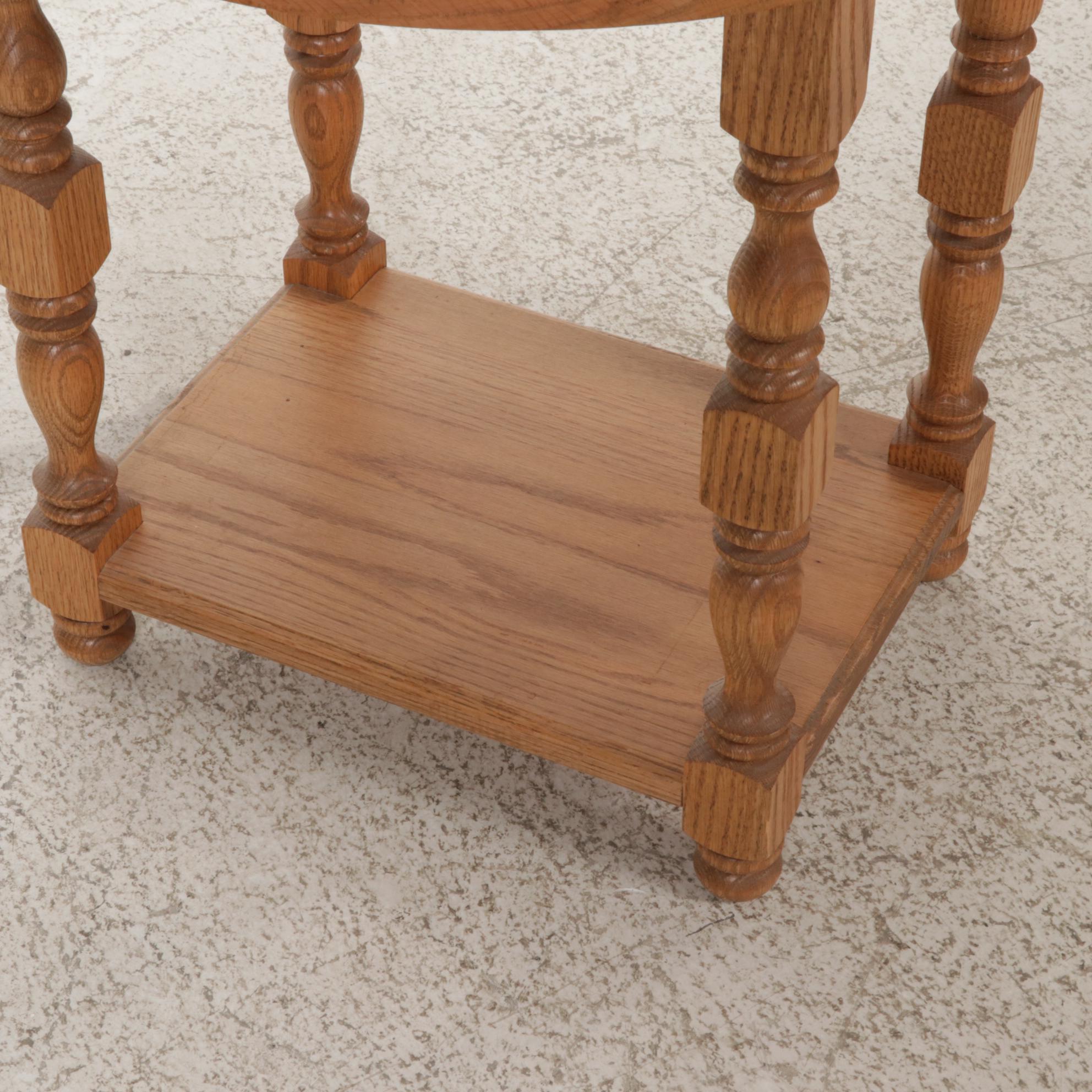 Victorian Style Oak Drop-Leaf End Table