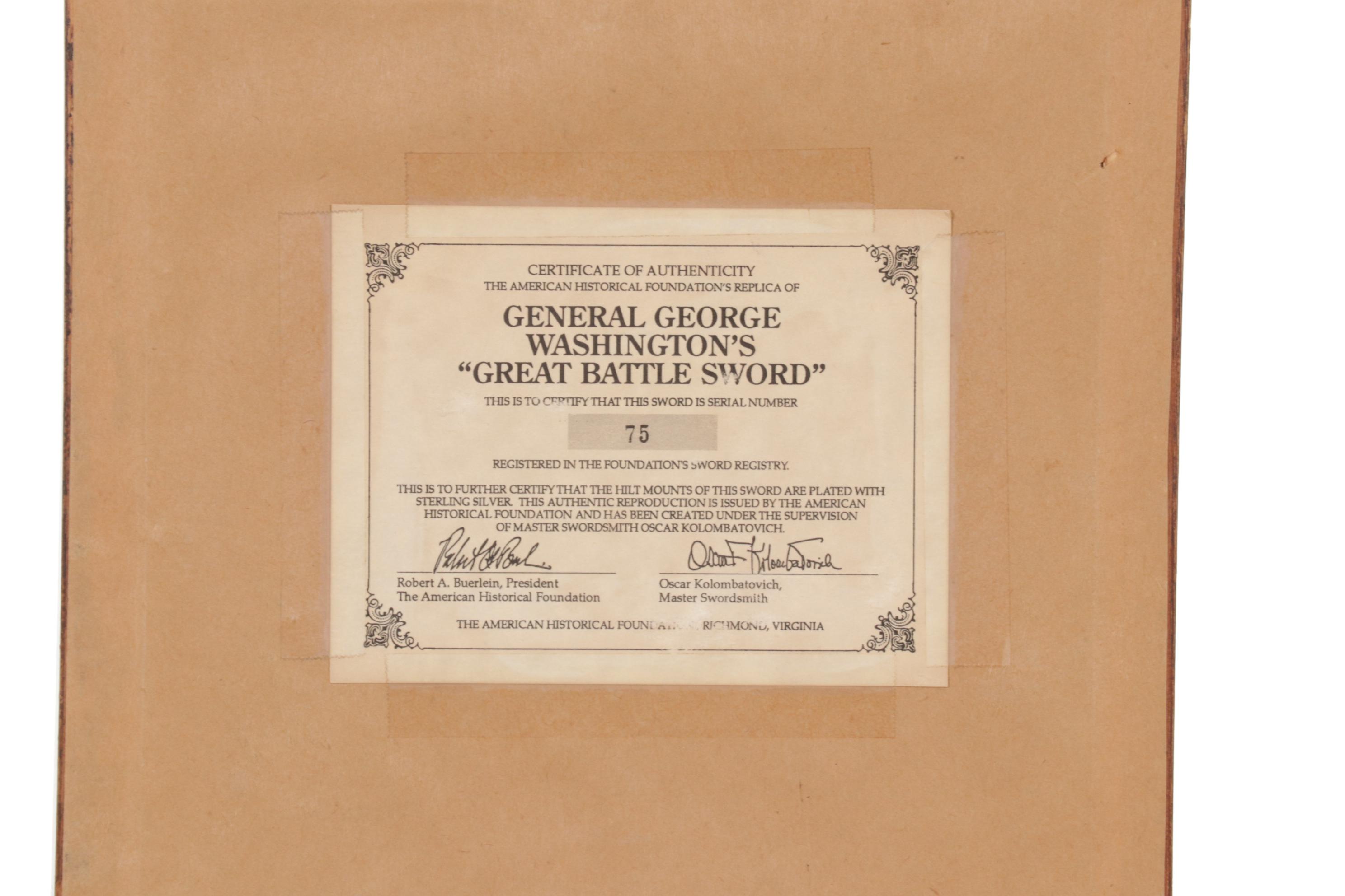 American Historical Foundation Replica George Washington Battle Sword