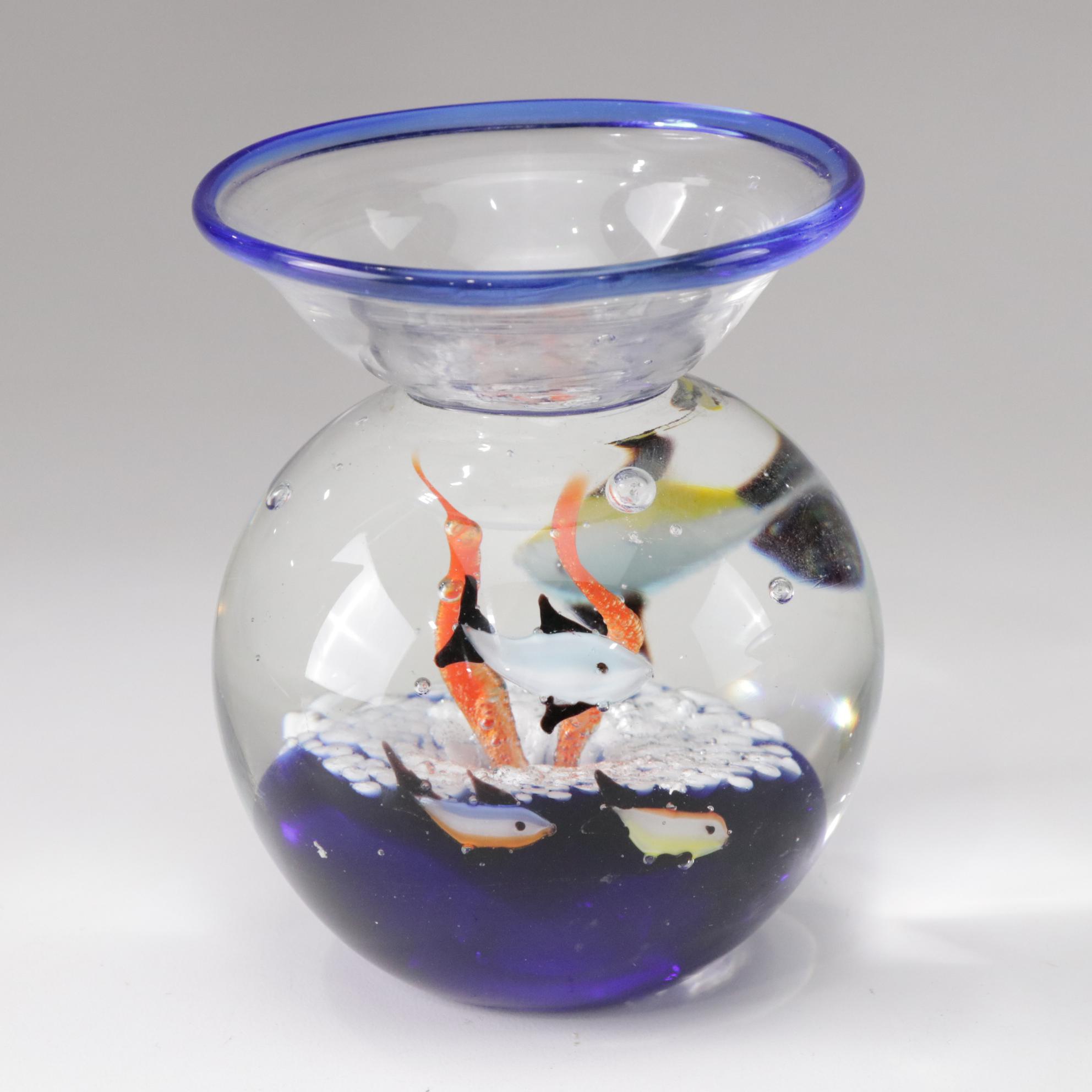 Murano Style Art Glass Fish Bowl Paperweights