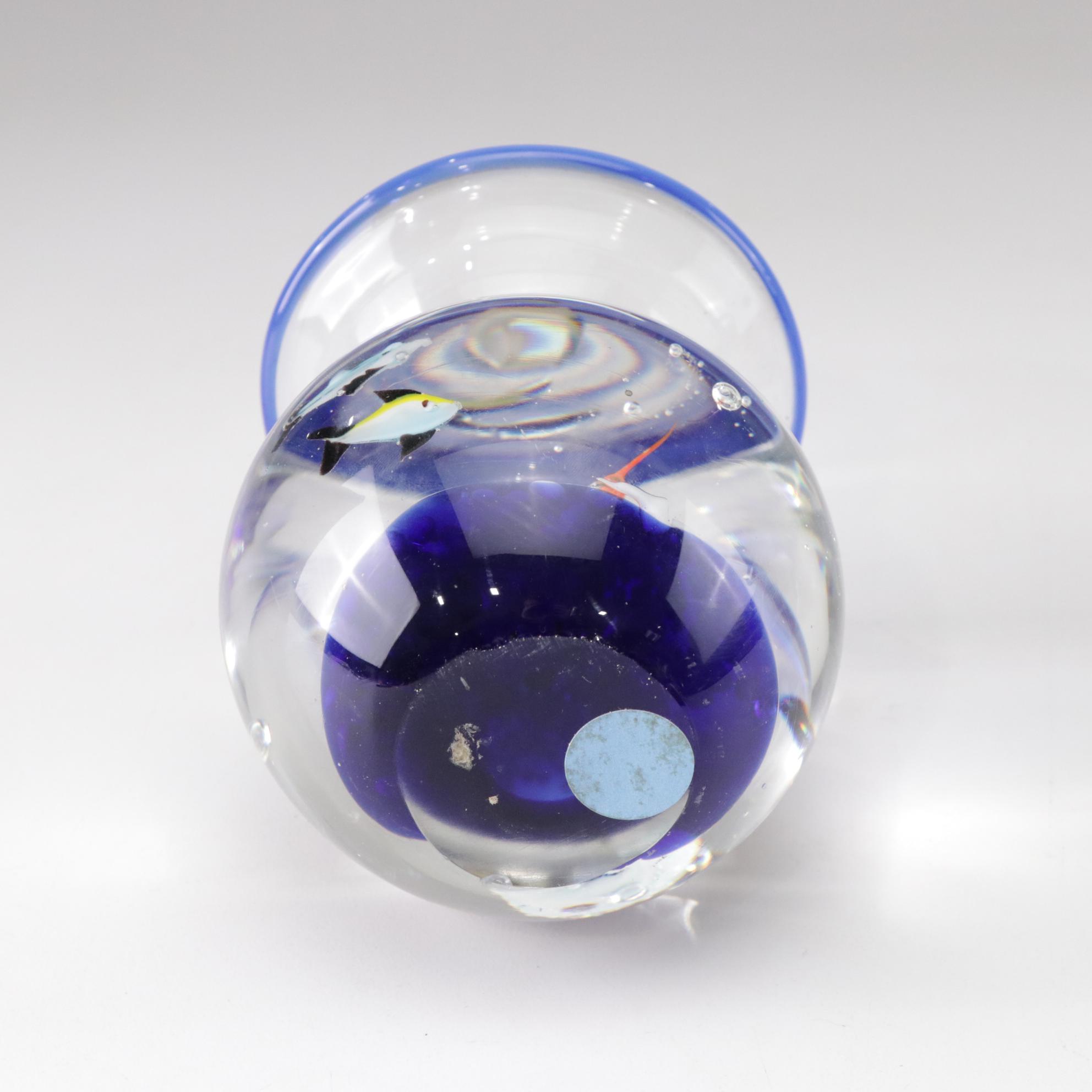 Murano Style Art Glass Fish Bowl Paperweights