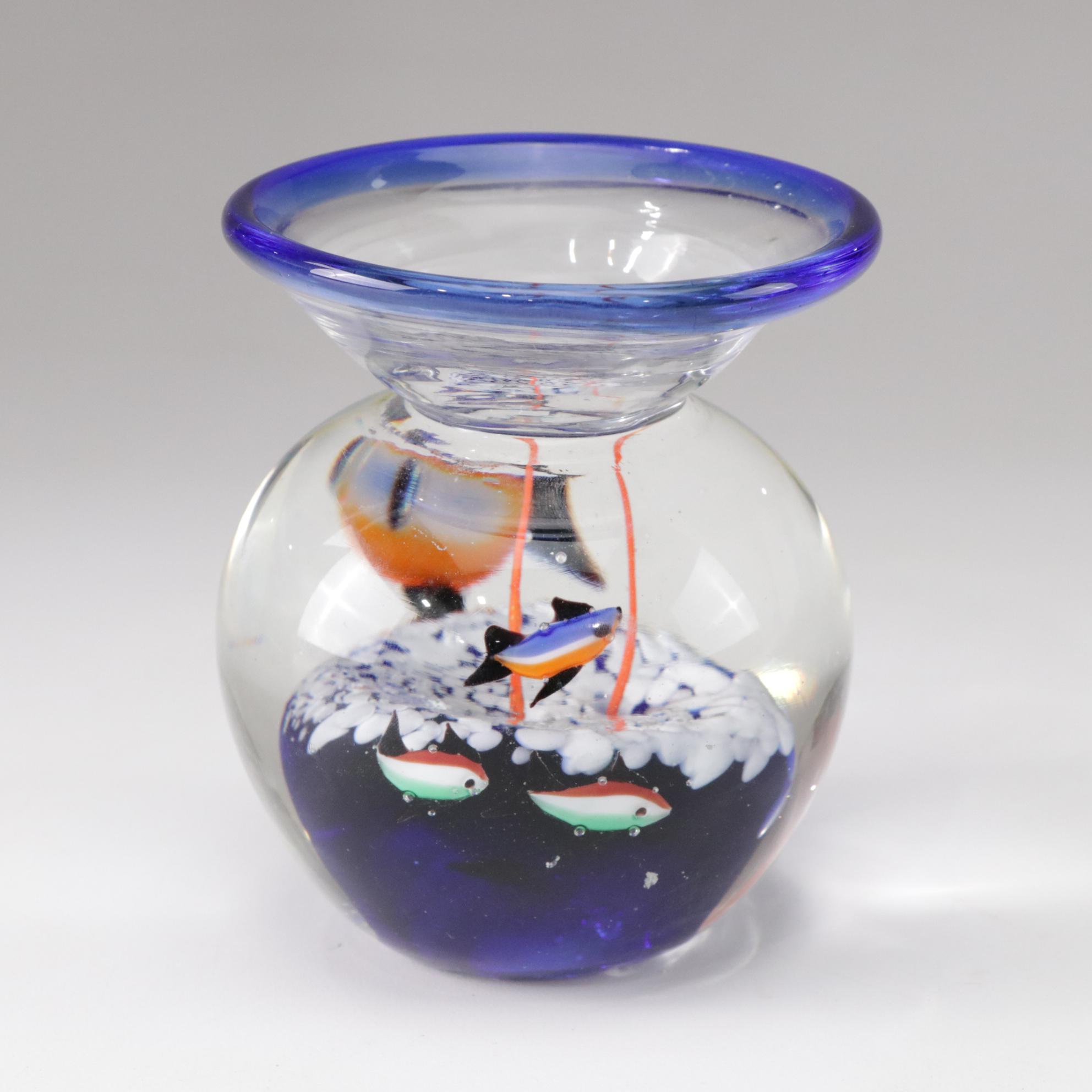 Murano Style Art Glass Fish Bowl Paperweights