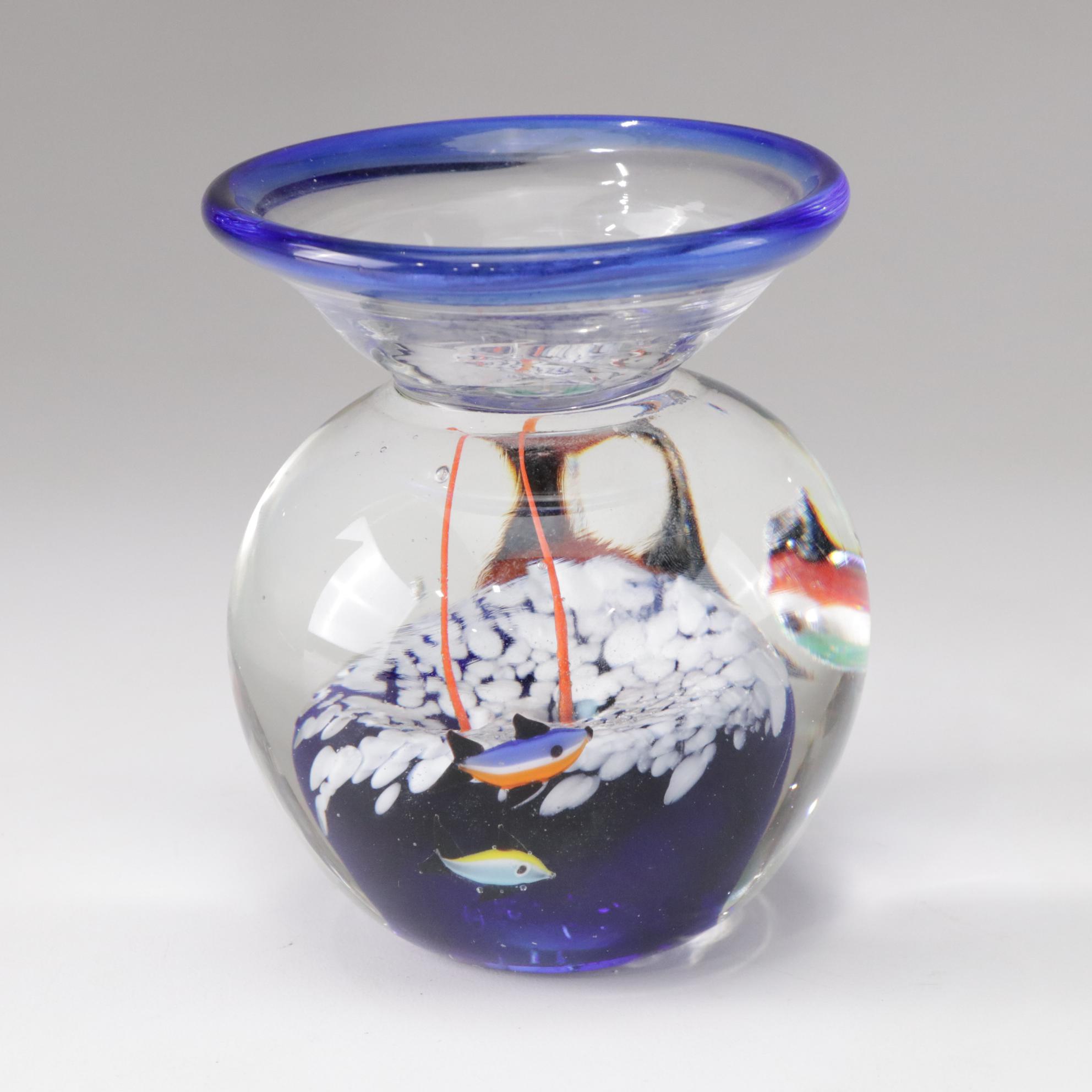 Murano Style Art Glass Fish Bowl Paperweights