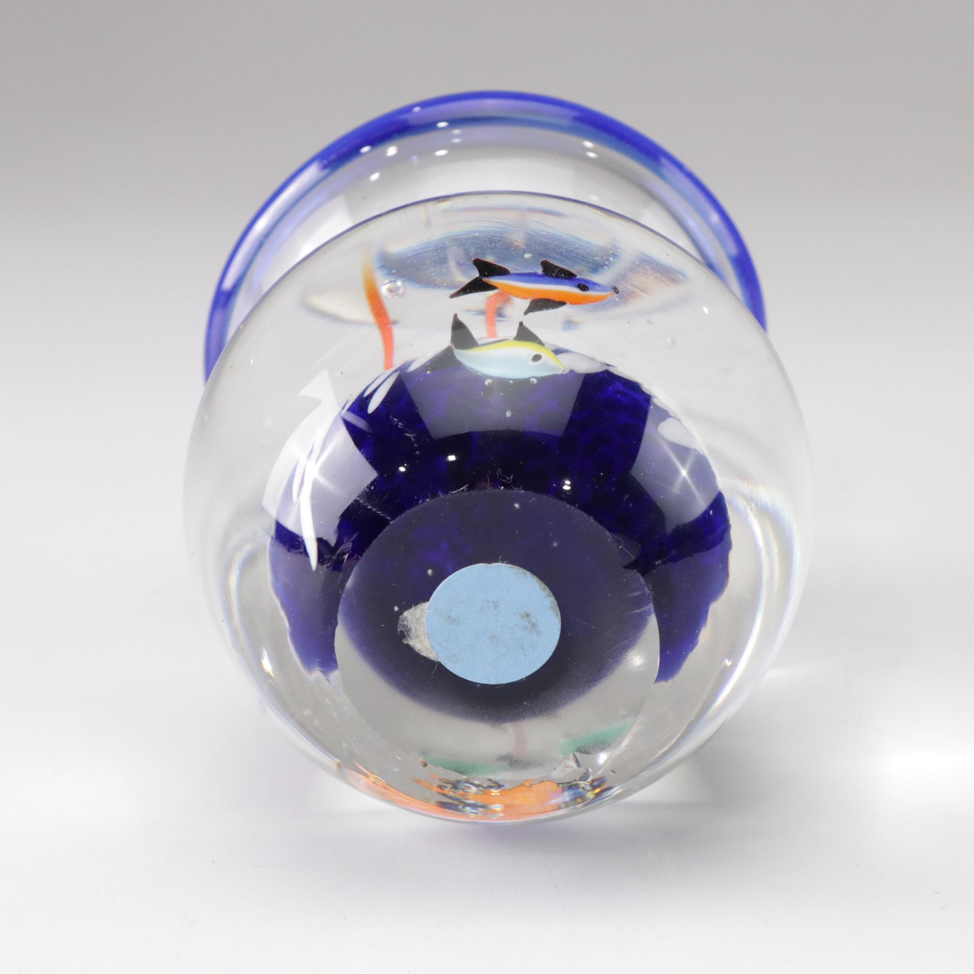 Murano Style Art Glass Fish Bowl Paperweights