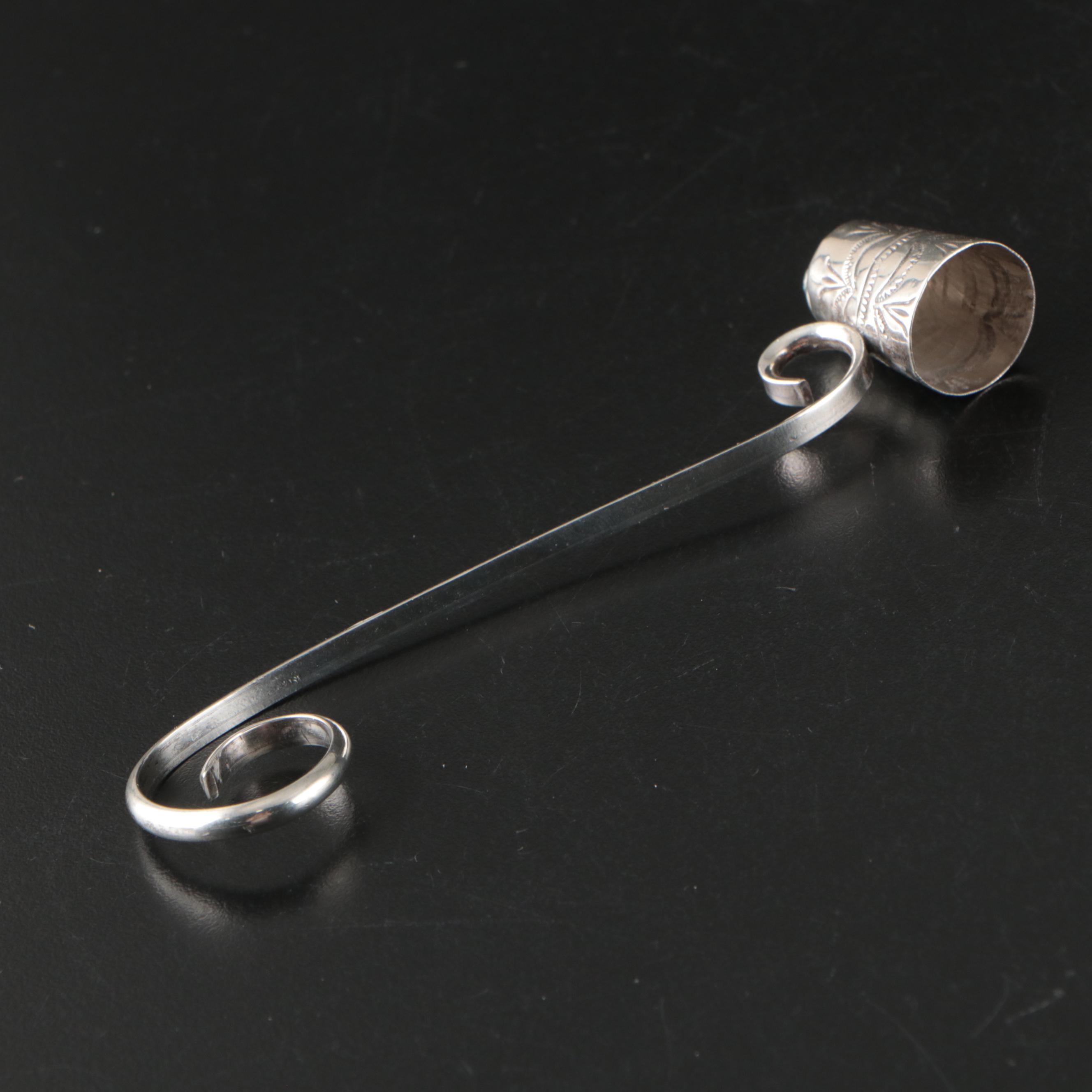 Stamped Sterling Silver Candle Snuffer with Turquoise Accent