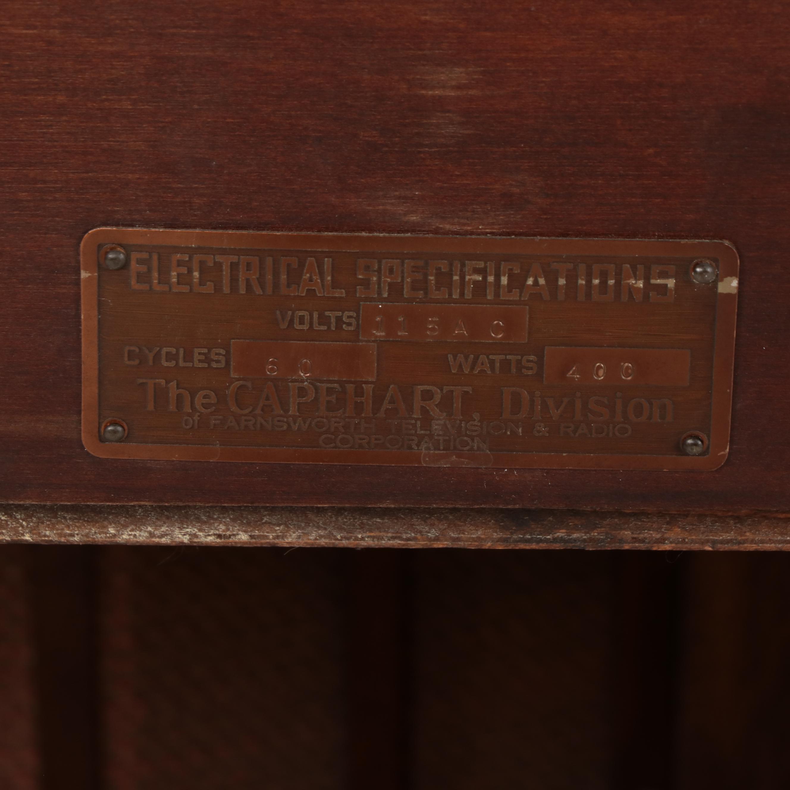Federal Style Capehart Mahogany Stereo Cabinet, Mid-20th Century