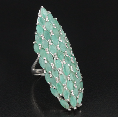 Sterling Emerald Pointer Ring