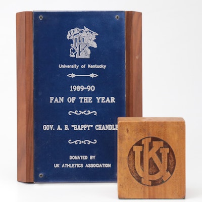 University Of Kentucky "Fan Of The Year" Plaque For Governor "Happy" Chandler