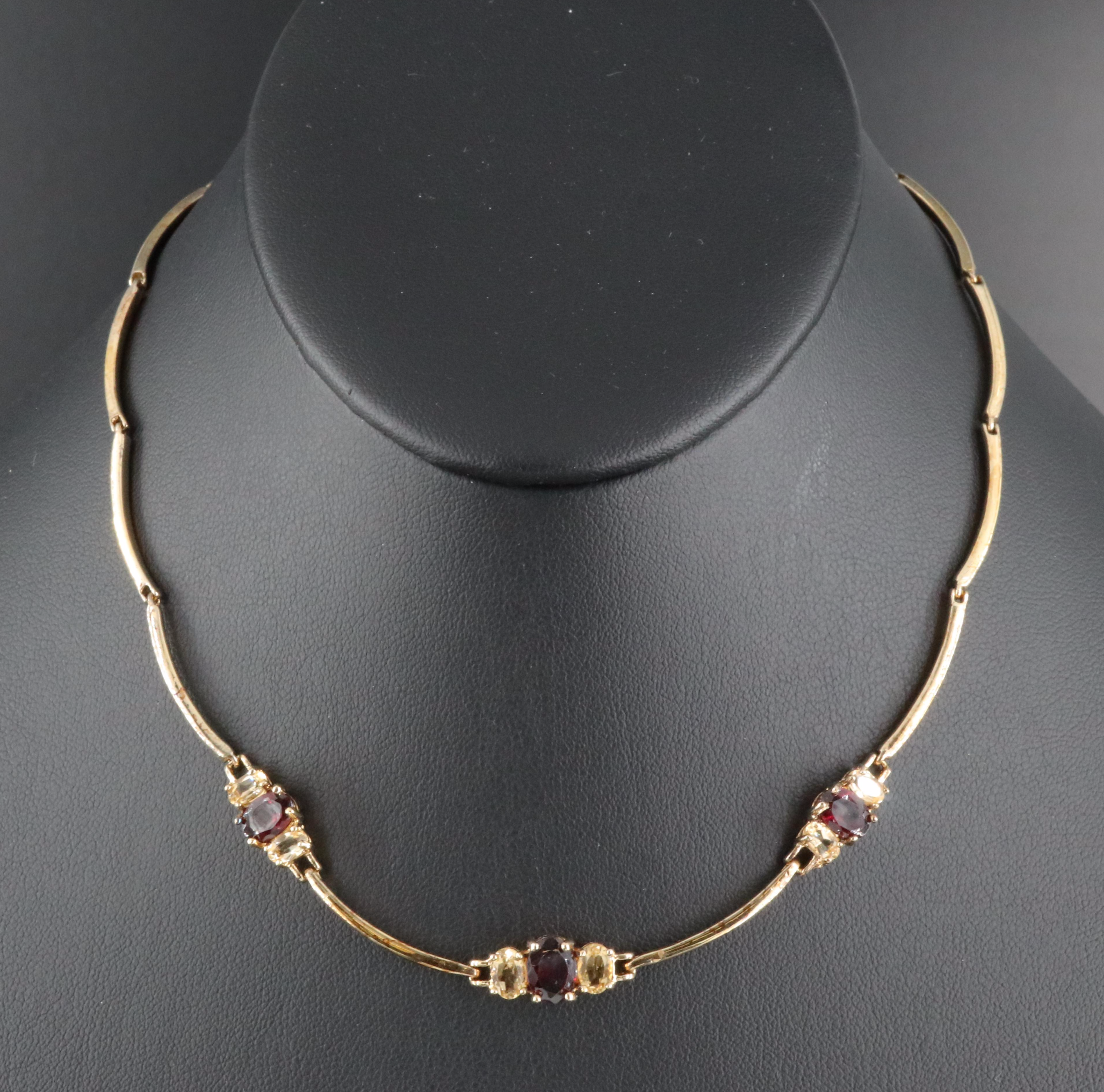 Sterling Garnet and Citrine Necklace