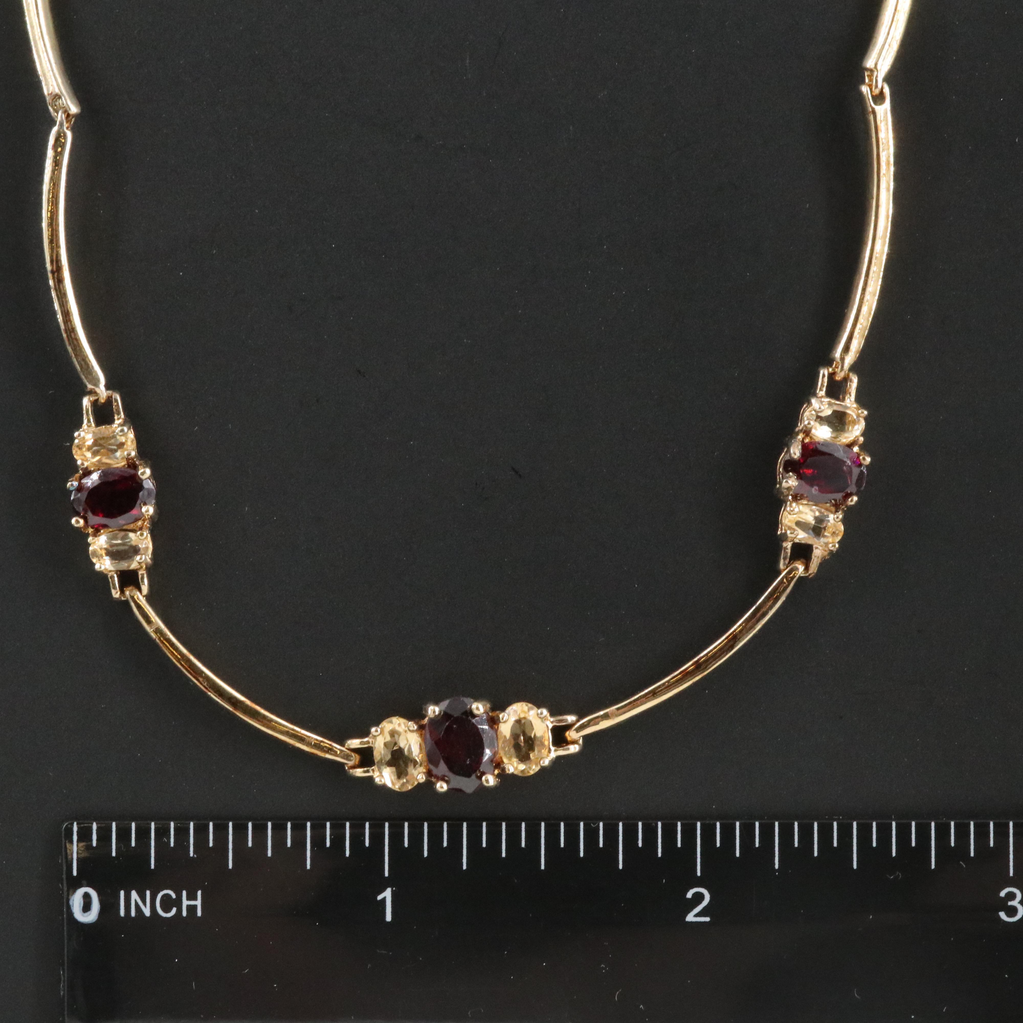 Sterling Garnet and Citrine Necklace