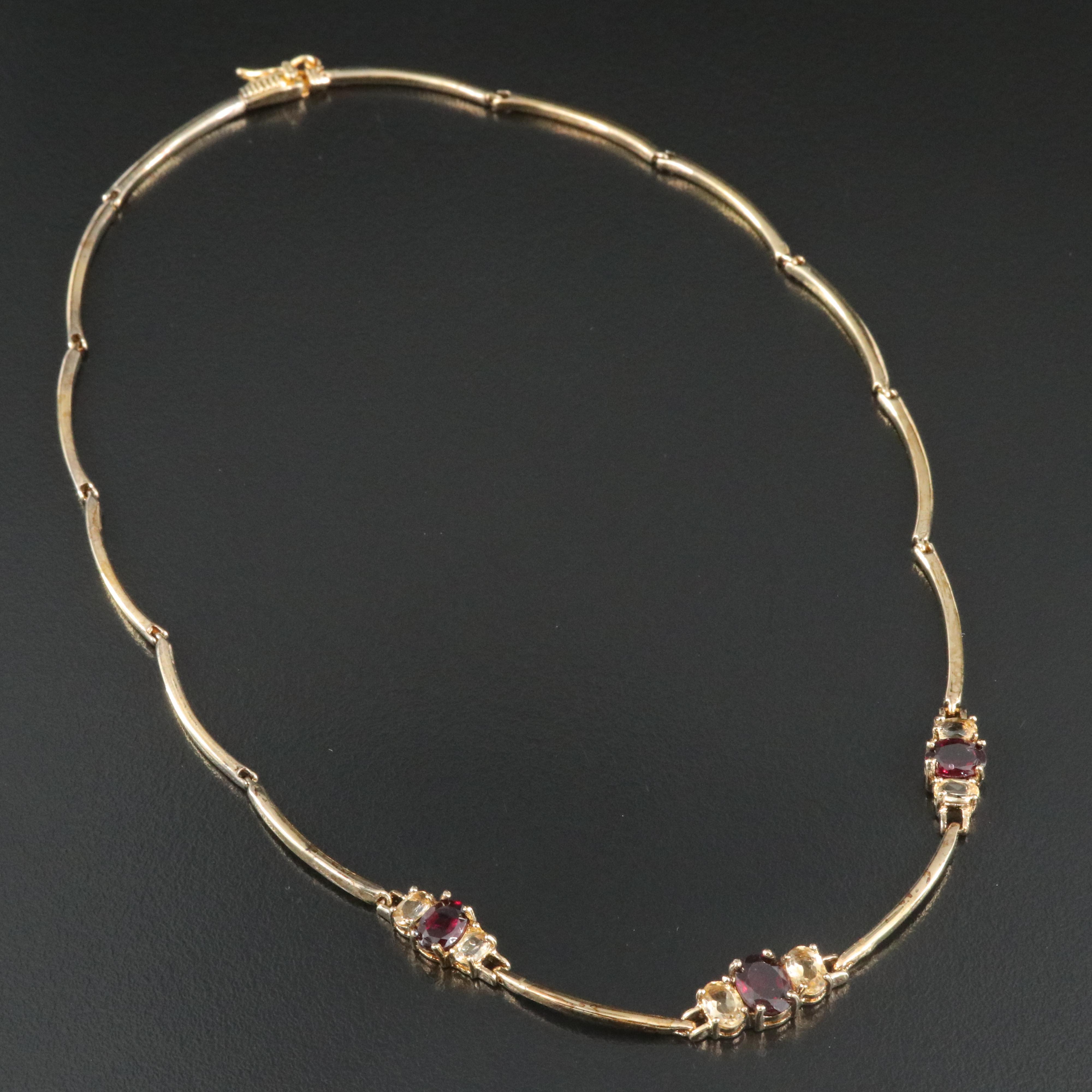 Sterling Garnet and Citrine Necklace