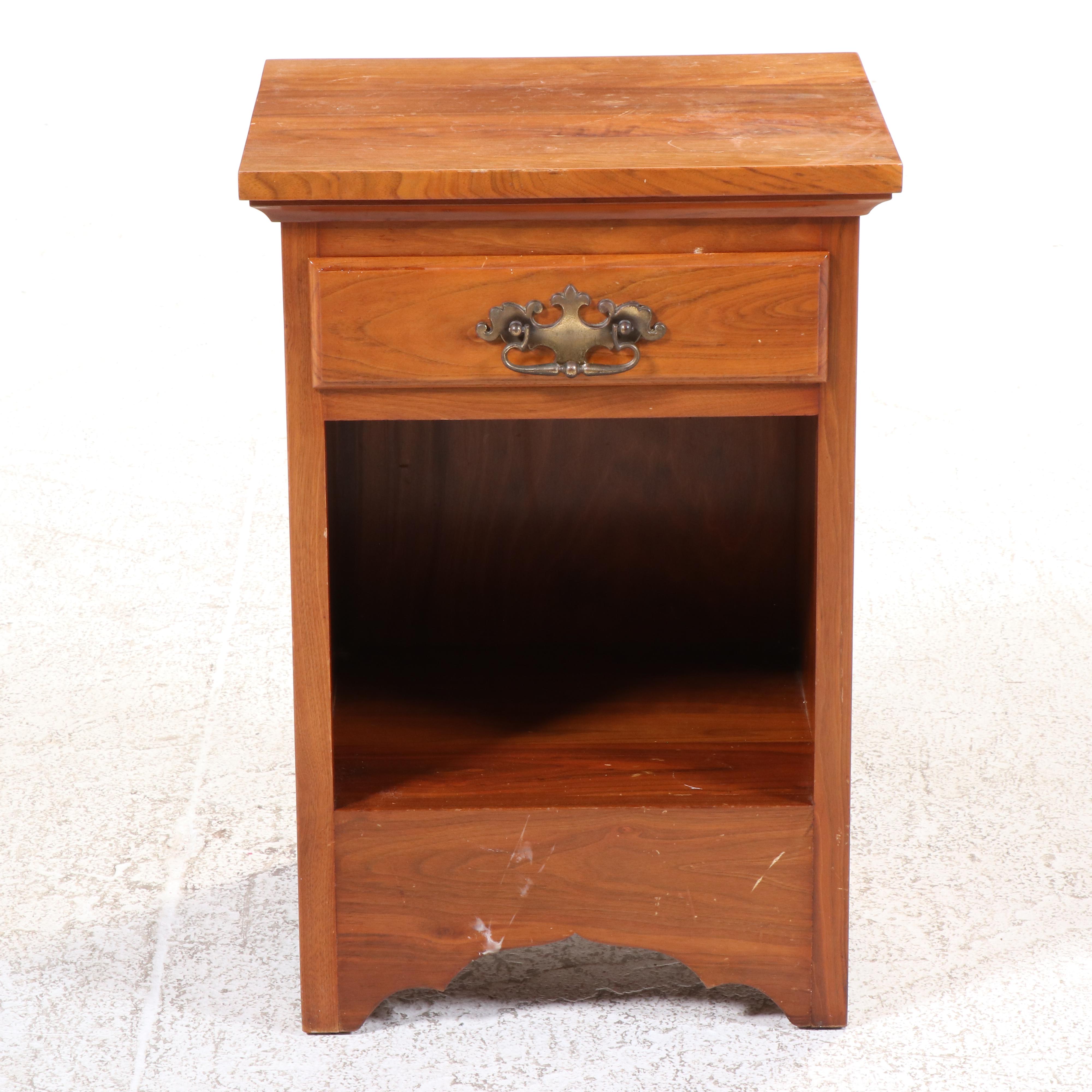 Federal Style Walnut Full Size Headboard with Nightstand