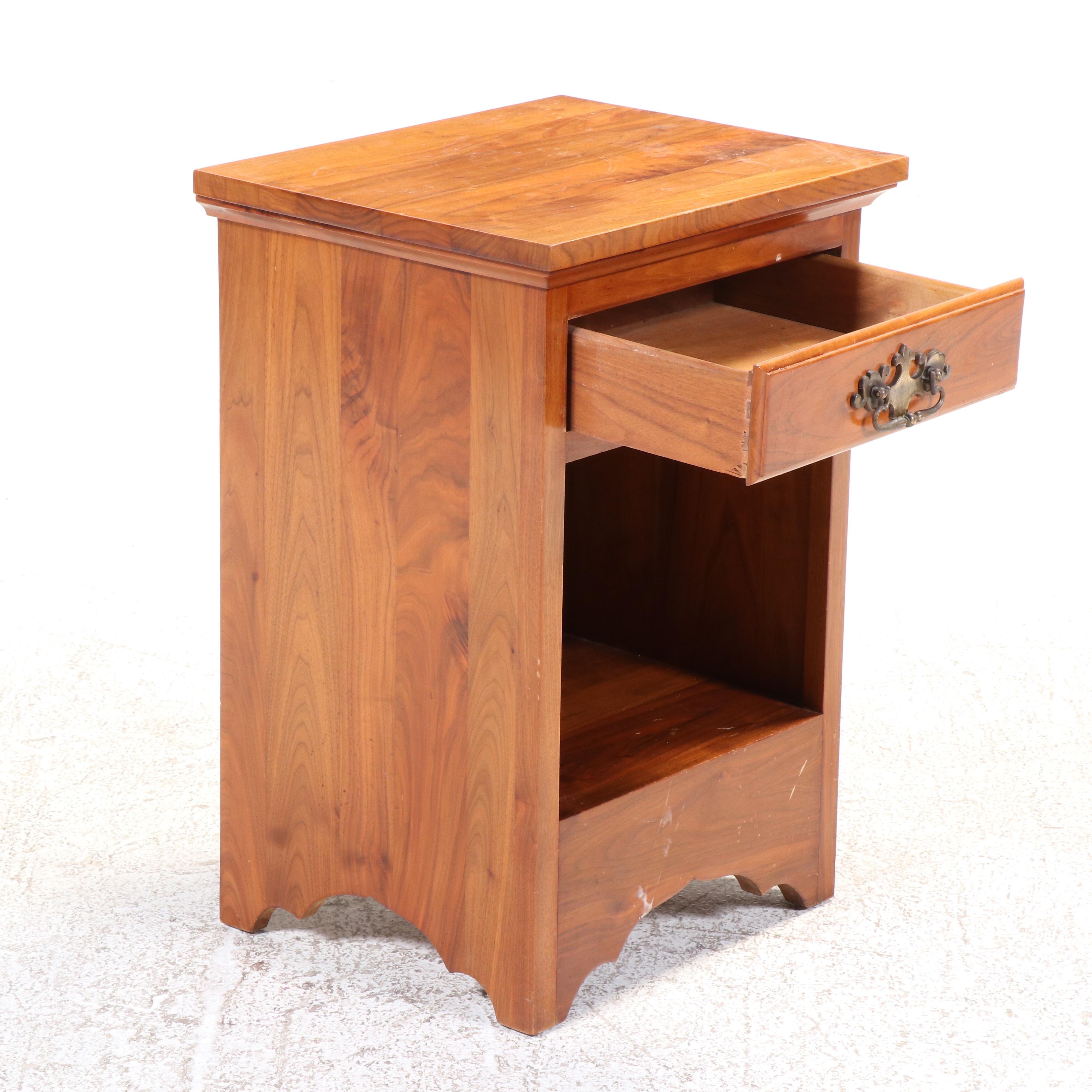 Federal Style Walnut Full Size Headboard with Nightstand