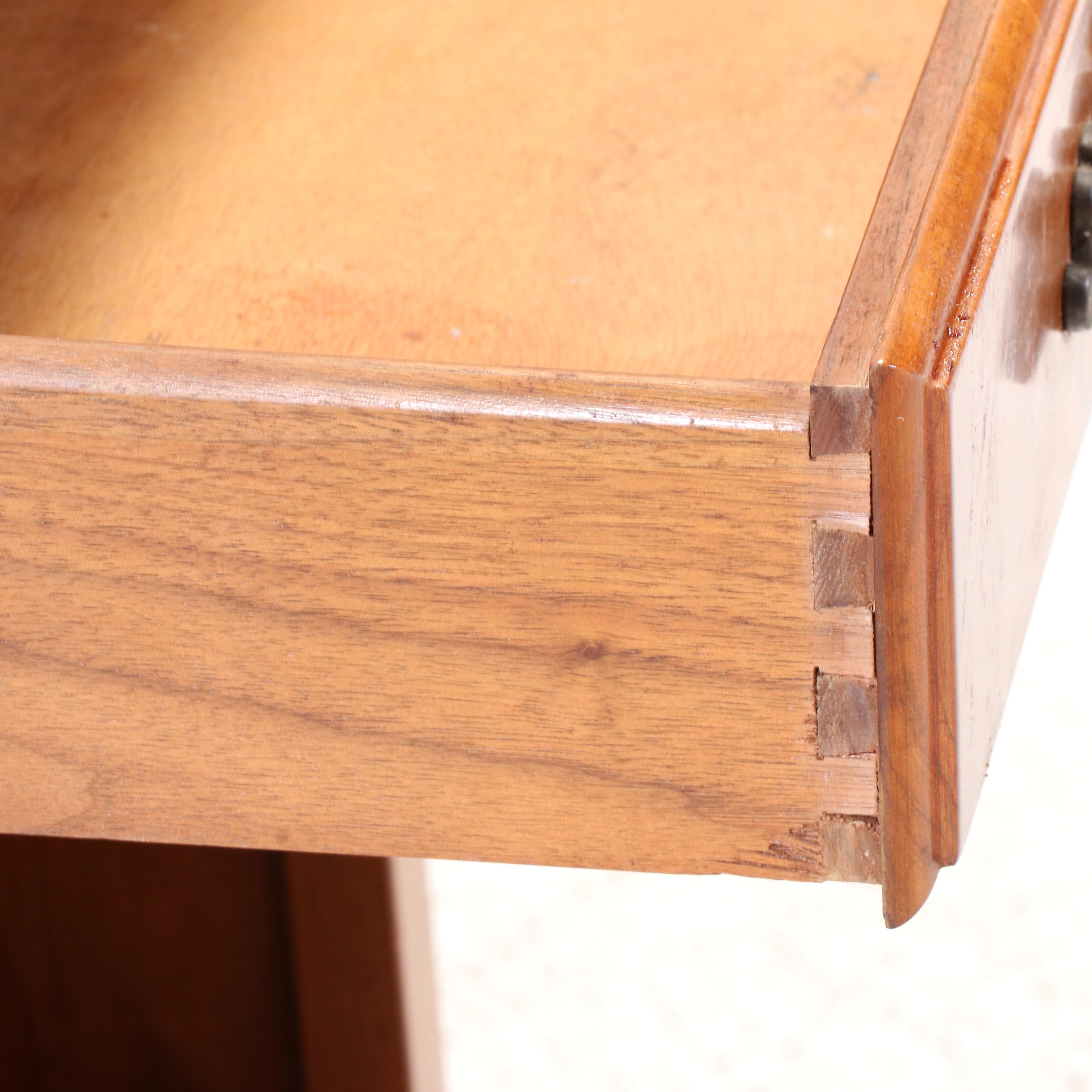 Federal Style Walnut Full Size Headboard with Nightstand