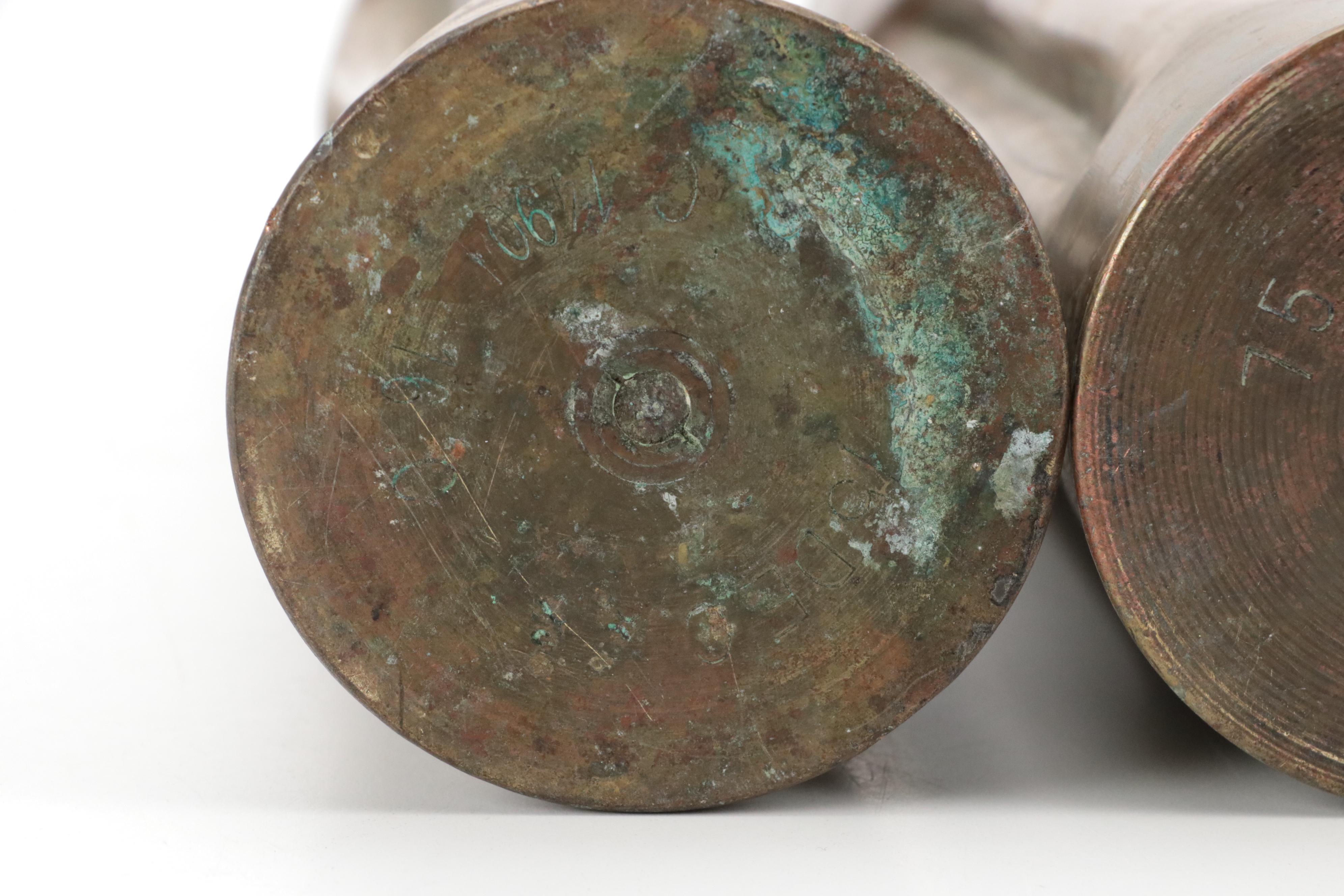 Pair of WWI "Trench Art" Brass Shell Casing Vases