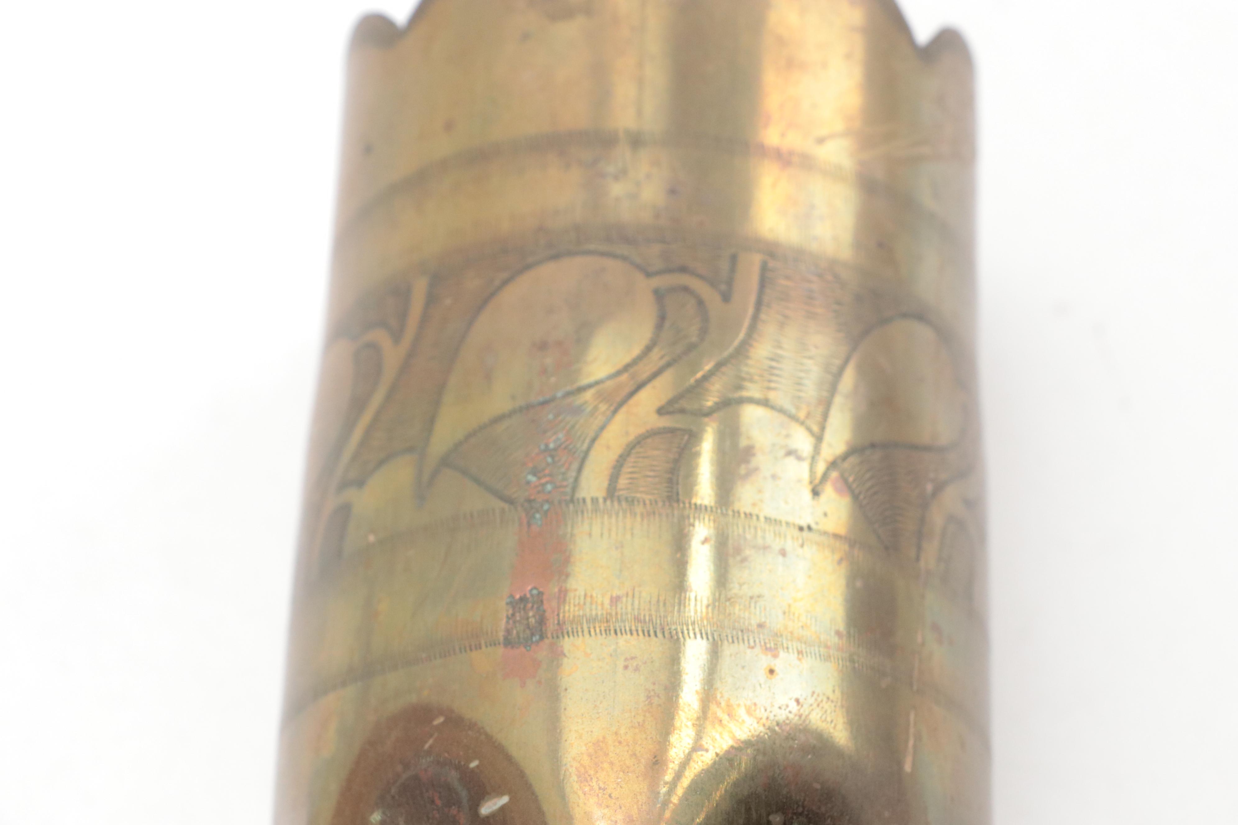 Pair of WWI "Trench Art" Brass Shell Casing Vases