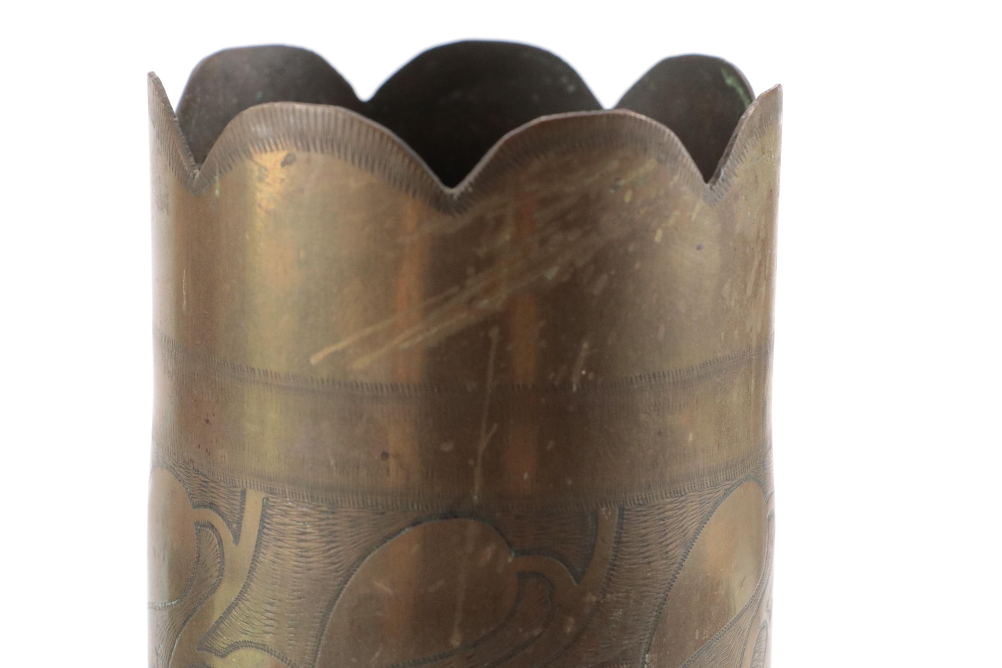 Pair of WWI "Trench Art" Brass Shell Casing Vases